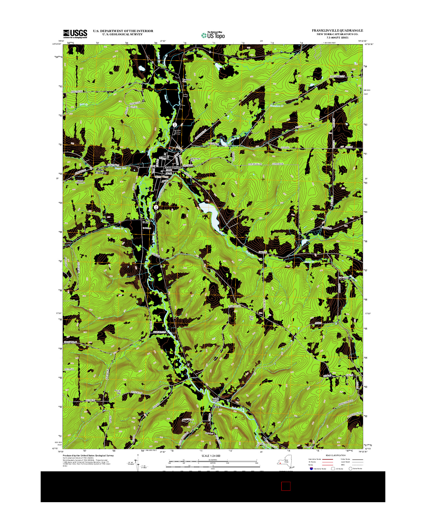 USGS US TOPO 7.5-MINUTE MAP FOR FRANKLINVILLE, NY 2013