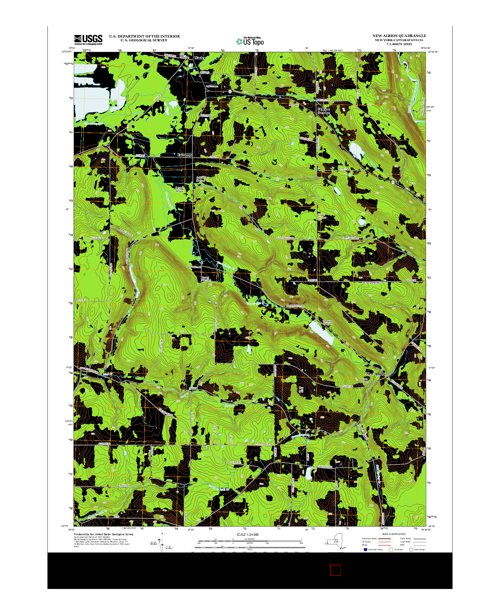 USGS US TOPO 7.5-MINUTE MAP FOR NEW ALBION, NY 2013