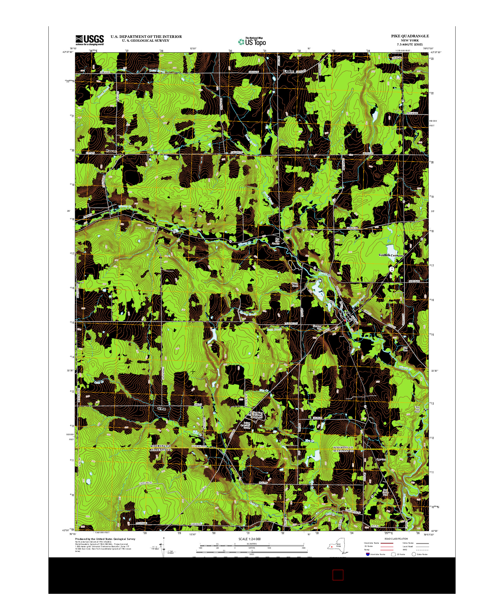 USGS US TOPO 7.5-MINUTE MAP FOR PIKE, NY 2013