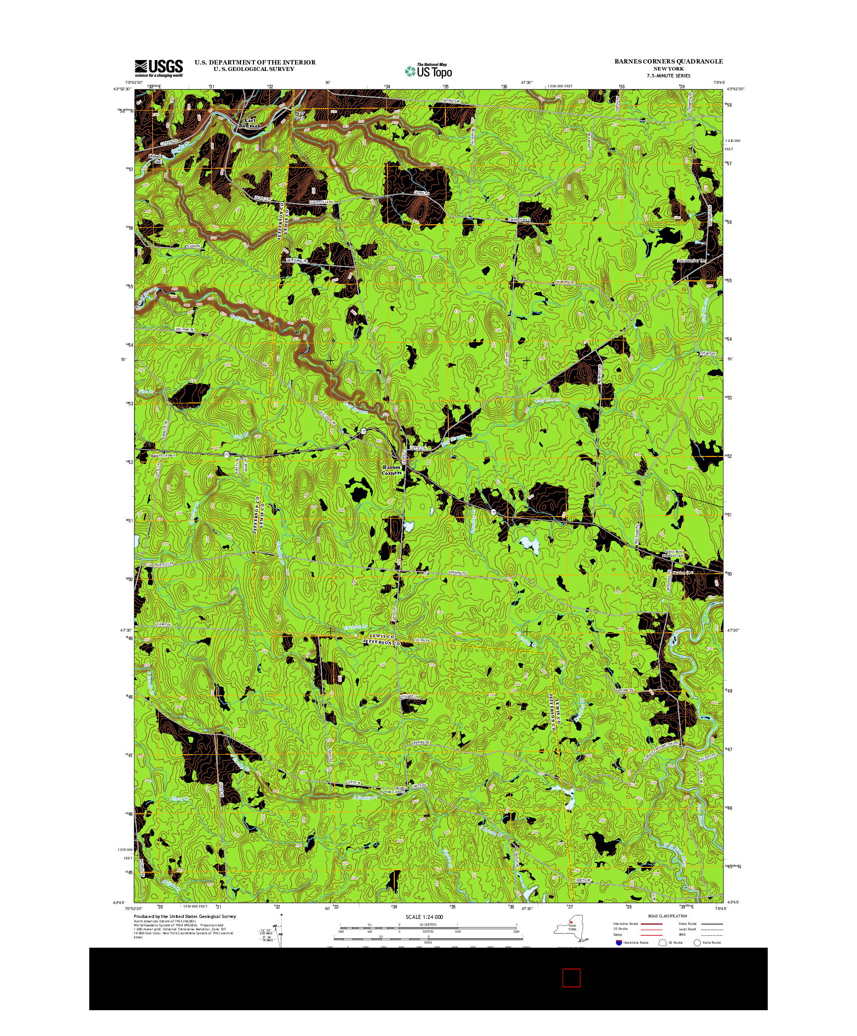 USGS US TOPO 7.5-MINUTE MAP FOR BARNES CORNERS, NY 2013