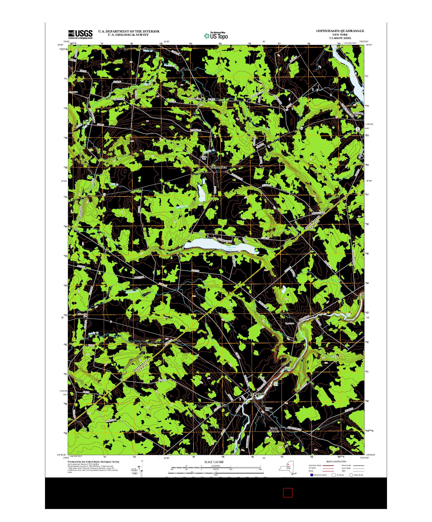 USGS US TOPO 7.5-MINUTE MAP FOR COPENHAGEN, NY 2013