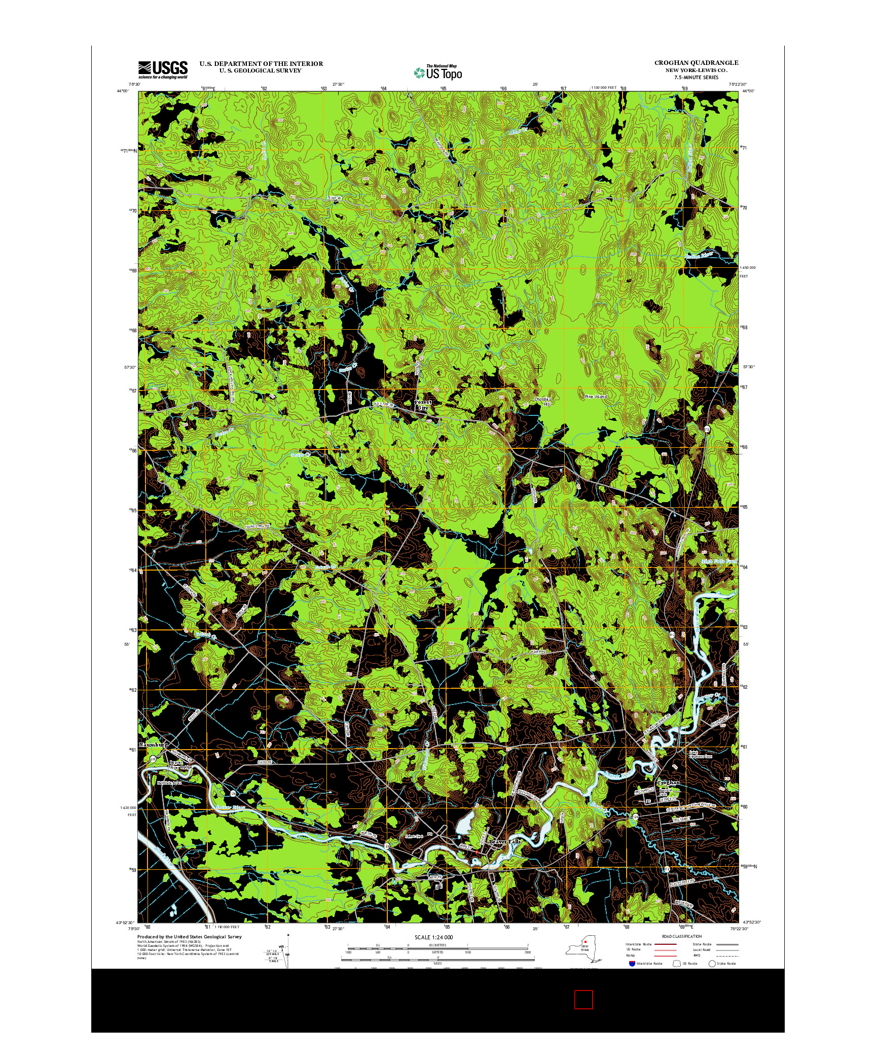 USGS US TOPO 7.5-MINUTE MAP FOR CROGHAN, NY 2013