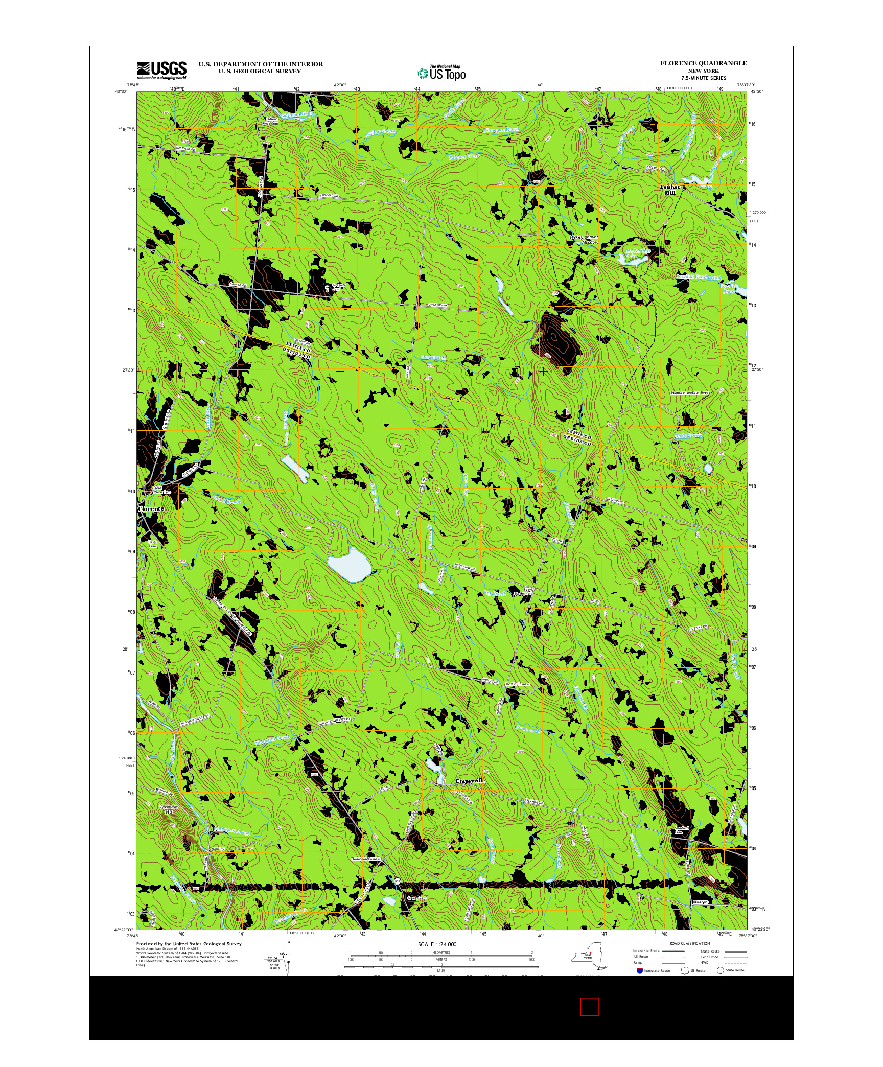 USGS US TOPO 7.5-MINUTE MAP FOR FLORENCE, NY 2013