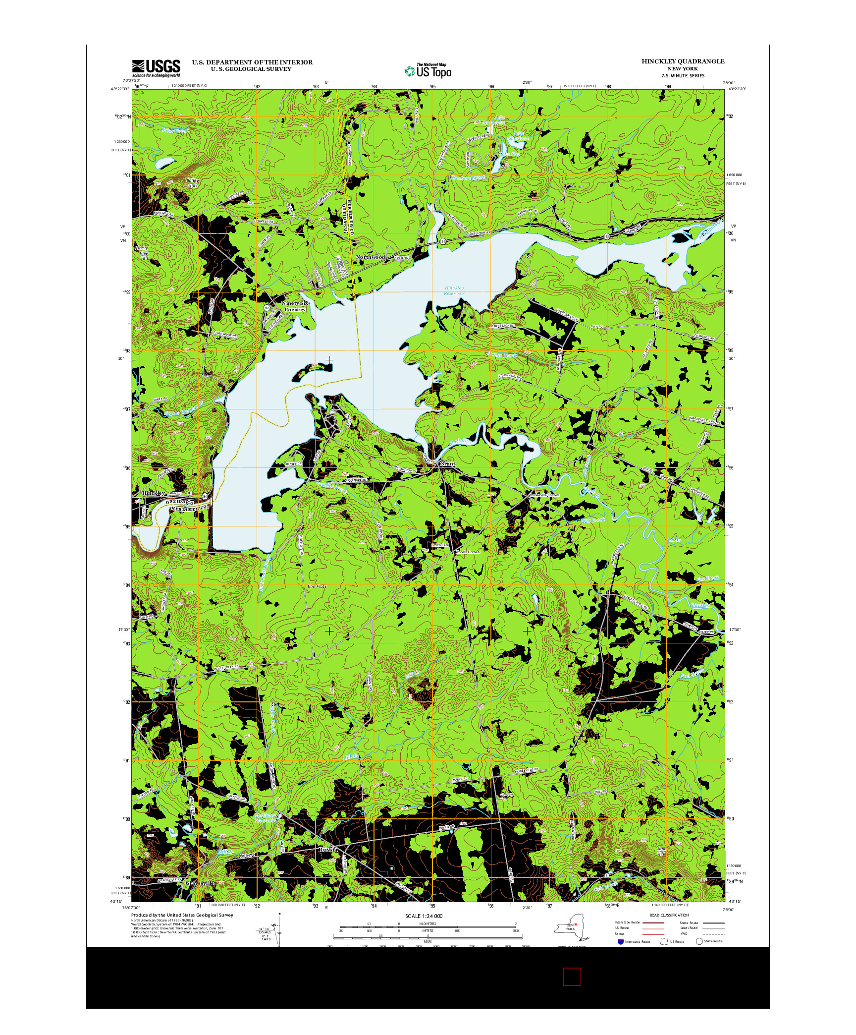USGS US TOPO 7.5-MINUTE MAP FOR HINCKLEY, NY 2013