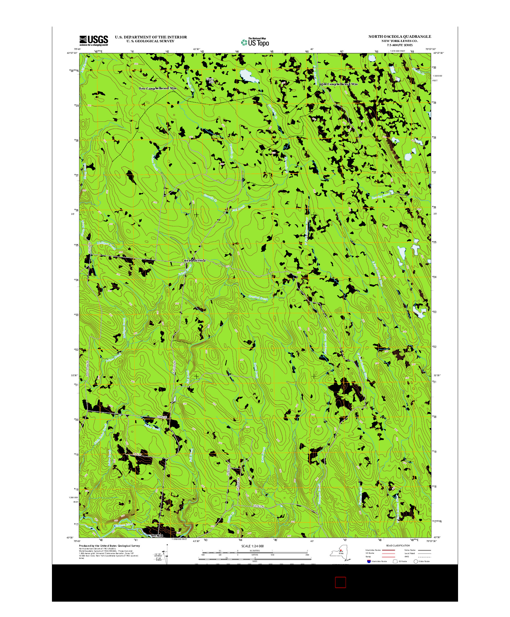 USGS US TOPO 7.5-MINUTE MAP FOR NORTH OSCEOLA, NY 2013