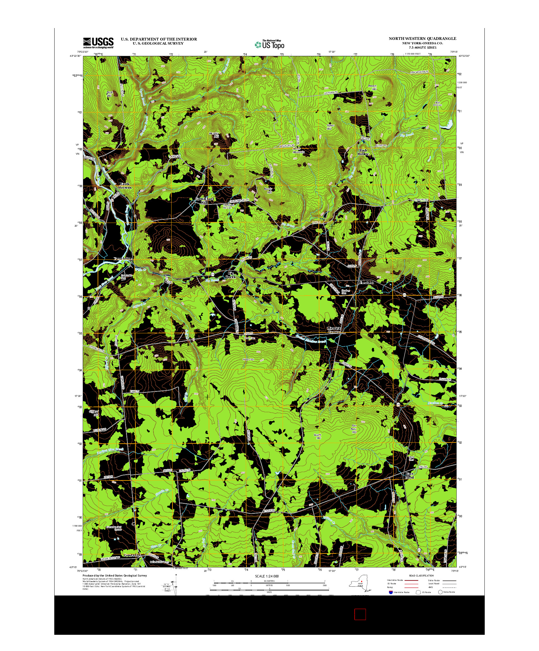 USGS US TOPO 7.5-MINUTE MAP FOR NORTH WESTERN, NY 2013