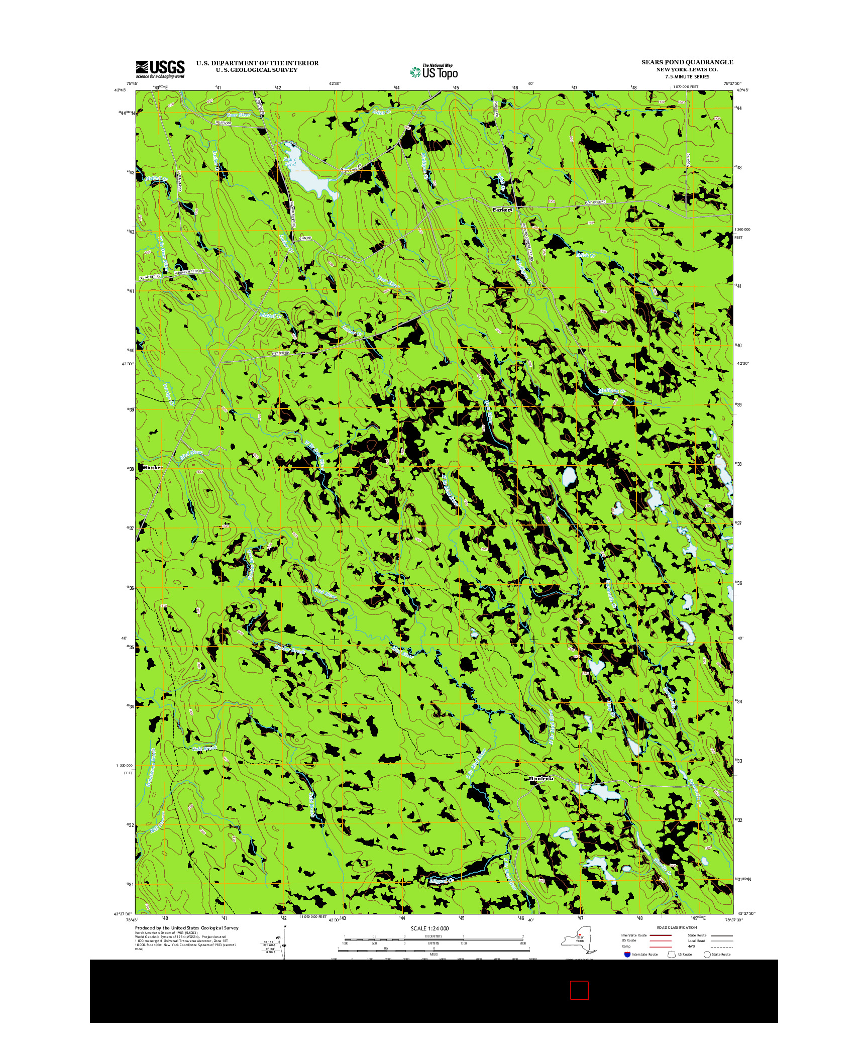 USGS US TOPO 7.5-MINUTE MAP FOR SEARS POND, NY 2013
