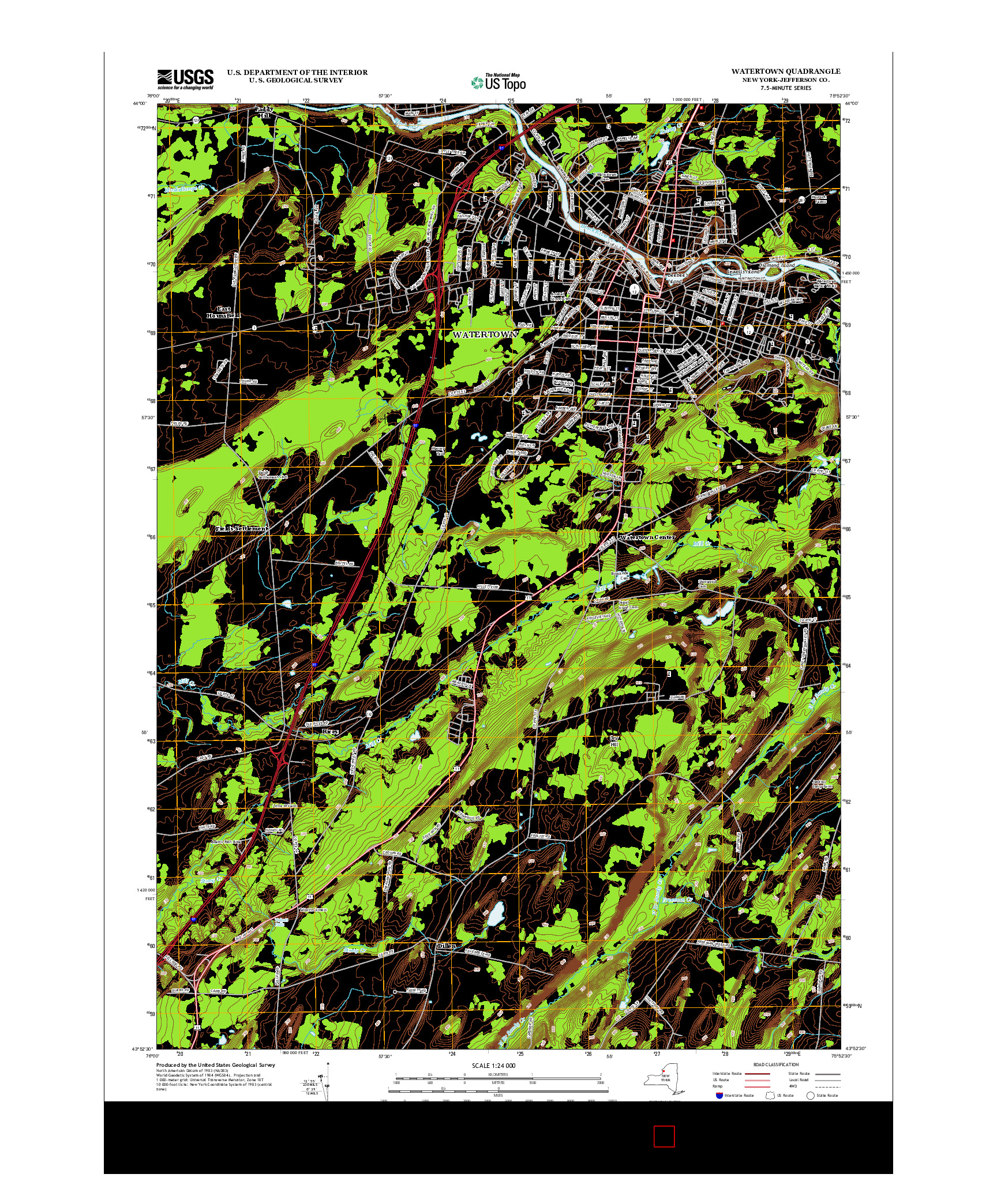 USGS US TOPO 7.5-MINUTE MAP FOR WATERTOWN, NY 2013