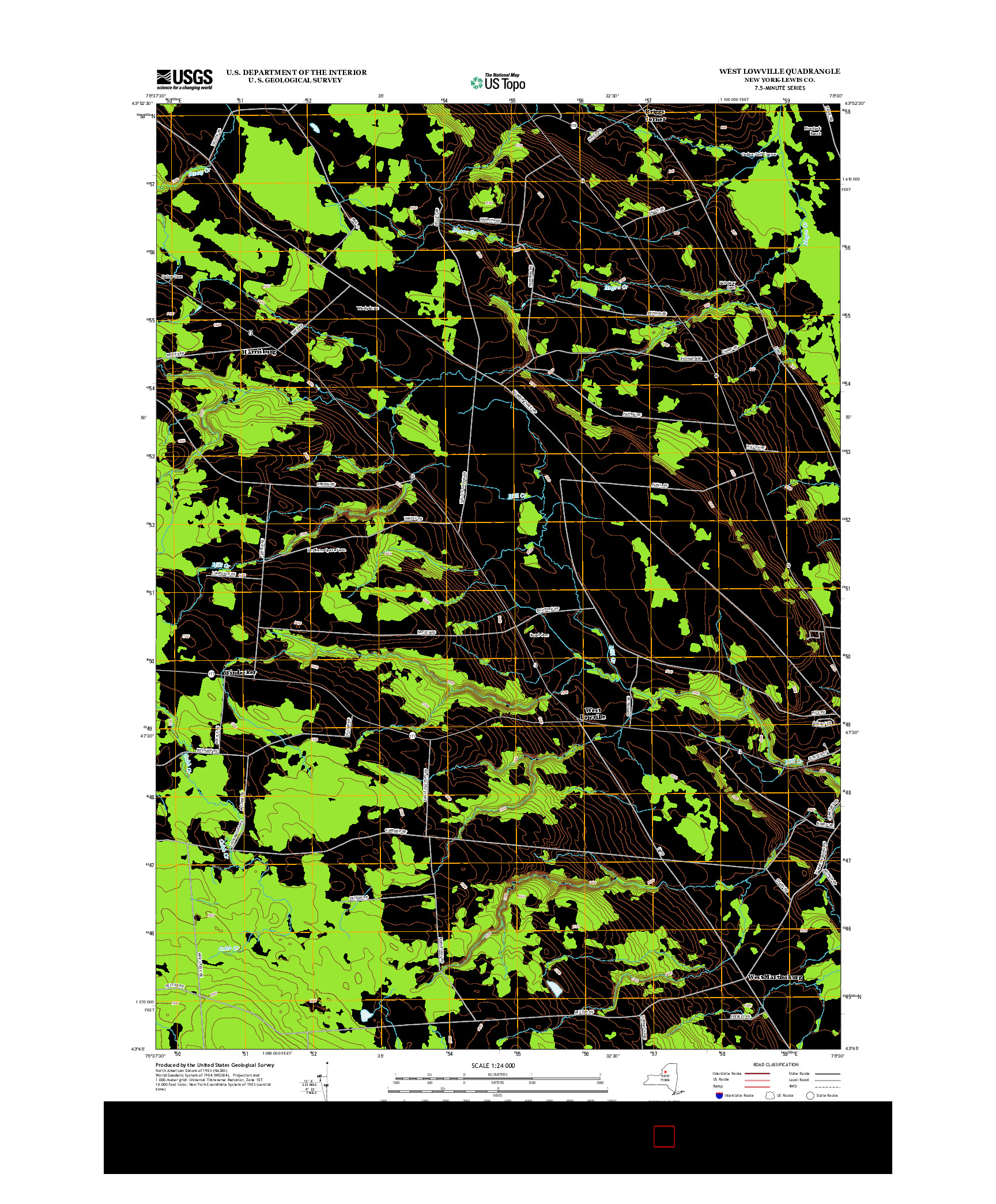 USGS US TOPO 7.5-MINUTE MAP FOR WEST LOWVILLE, NY 2013