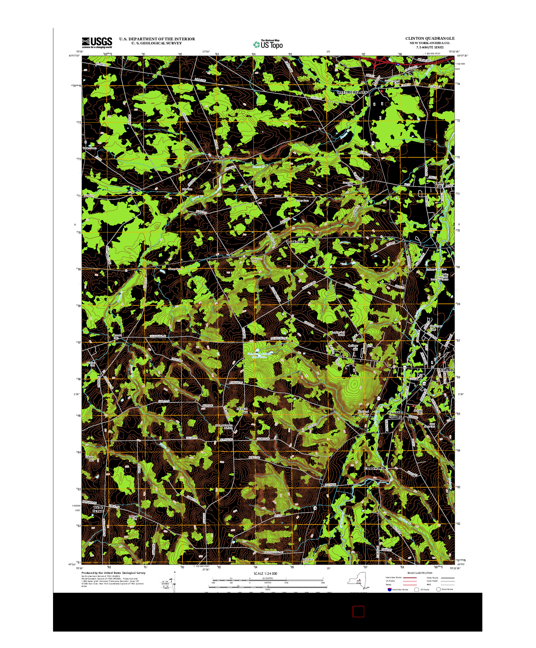 USGS US TOPO 7.5-MINUTE MAP FOR CLINTON, NY 2013