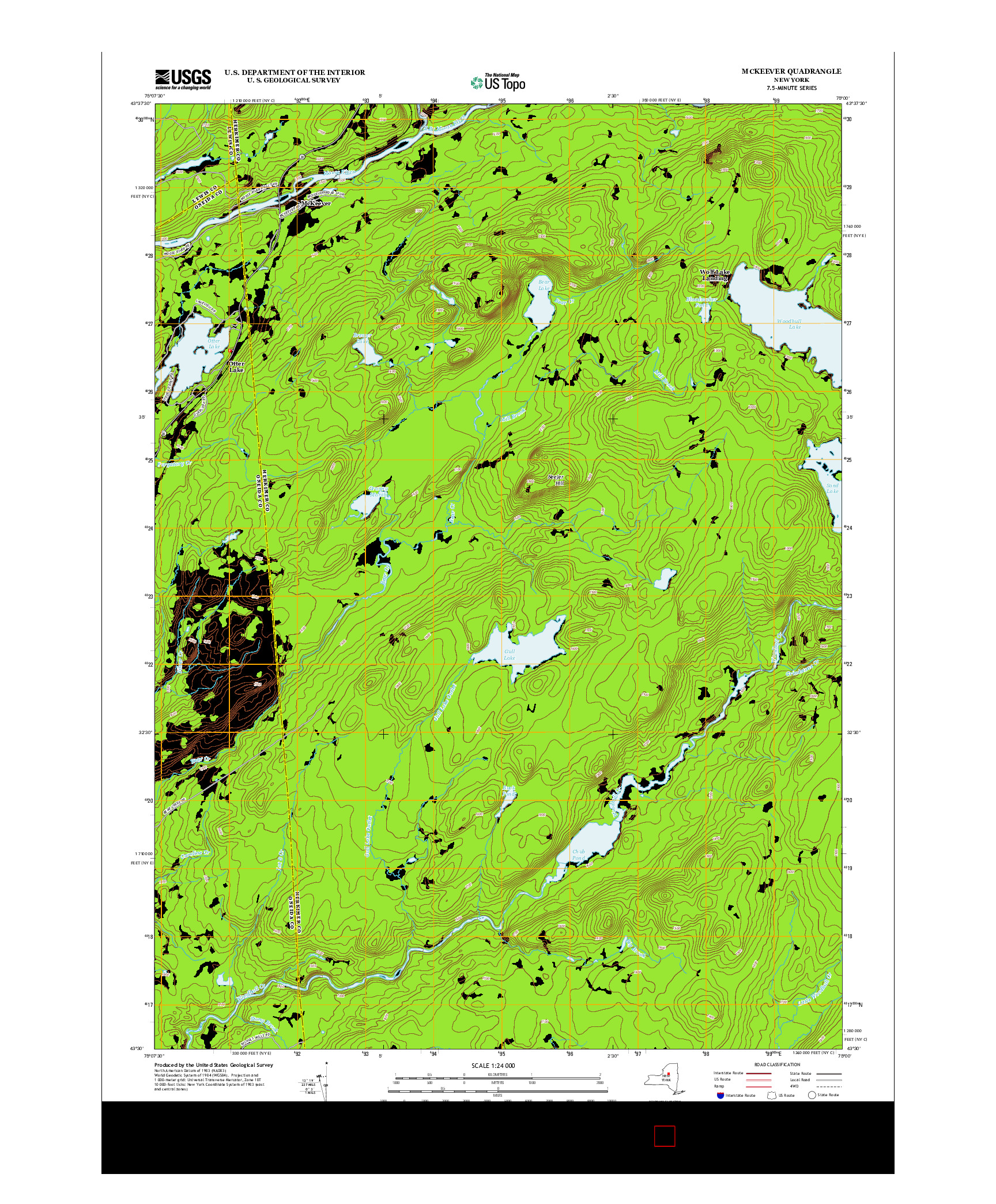 USGS US TOPO 7.5-MINUTE MAP FOR MCKEEVER, NY 2013