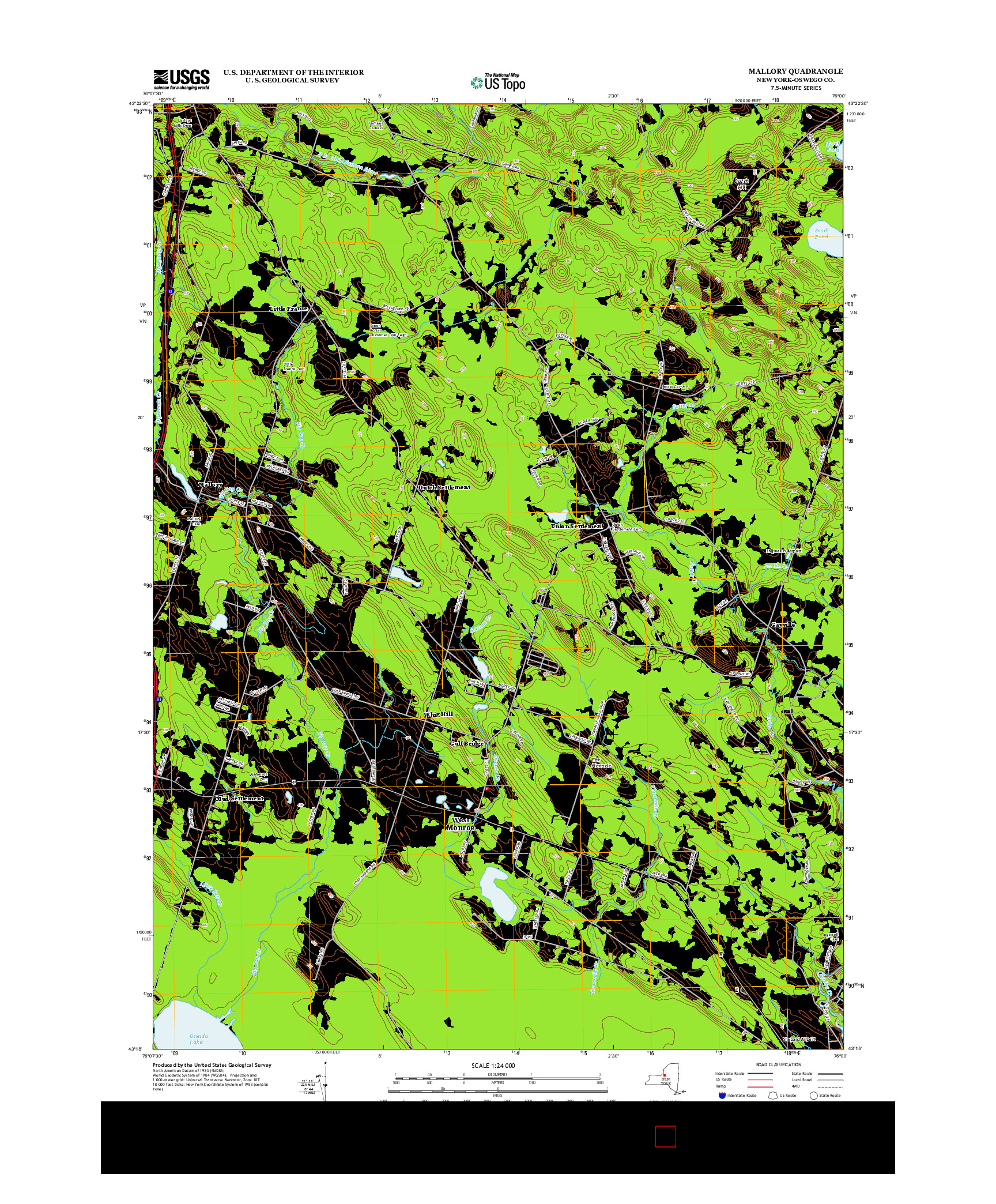 USGS US TOPO 7.5-MINUTE MAP FOR MALLORY, NY 2013