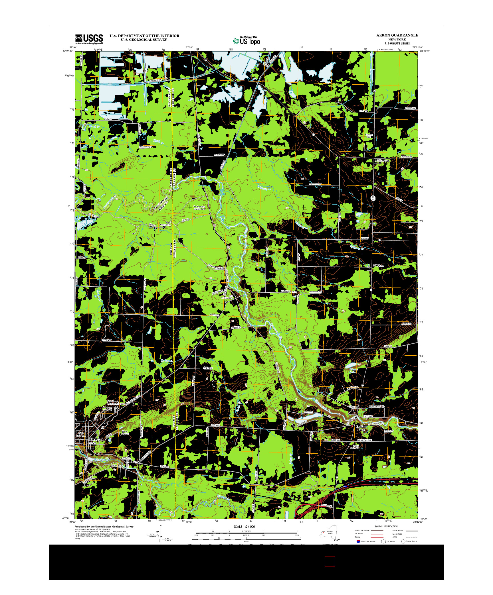 USGS US TOPO 7.5-MINUTE MAP FOR AKRON, NY 2013