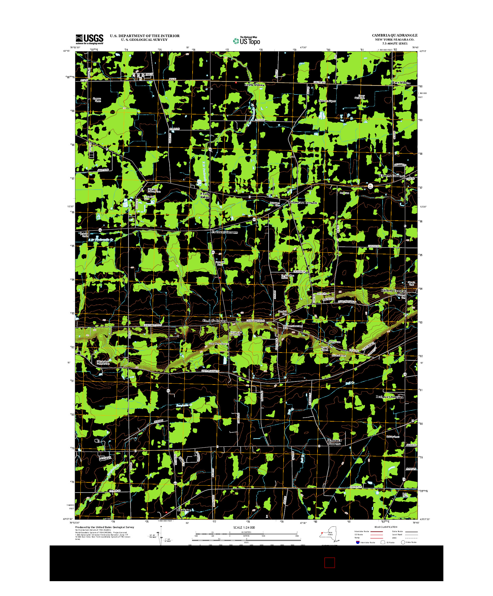 USGS US TOPO 7.5-MINUTE MAP FOR CAMBRIA, NY 2013