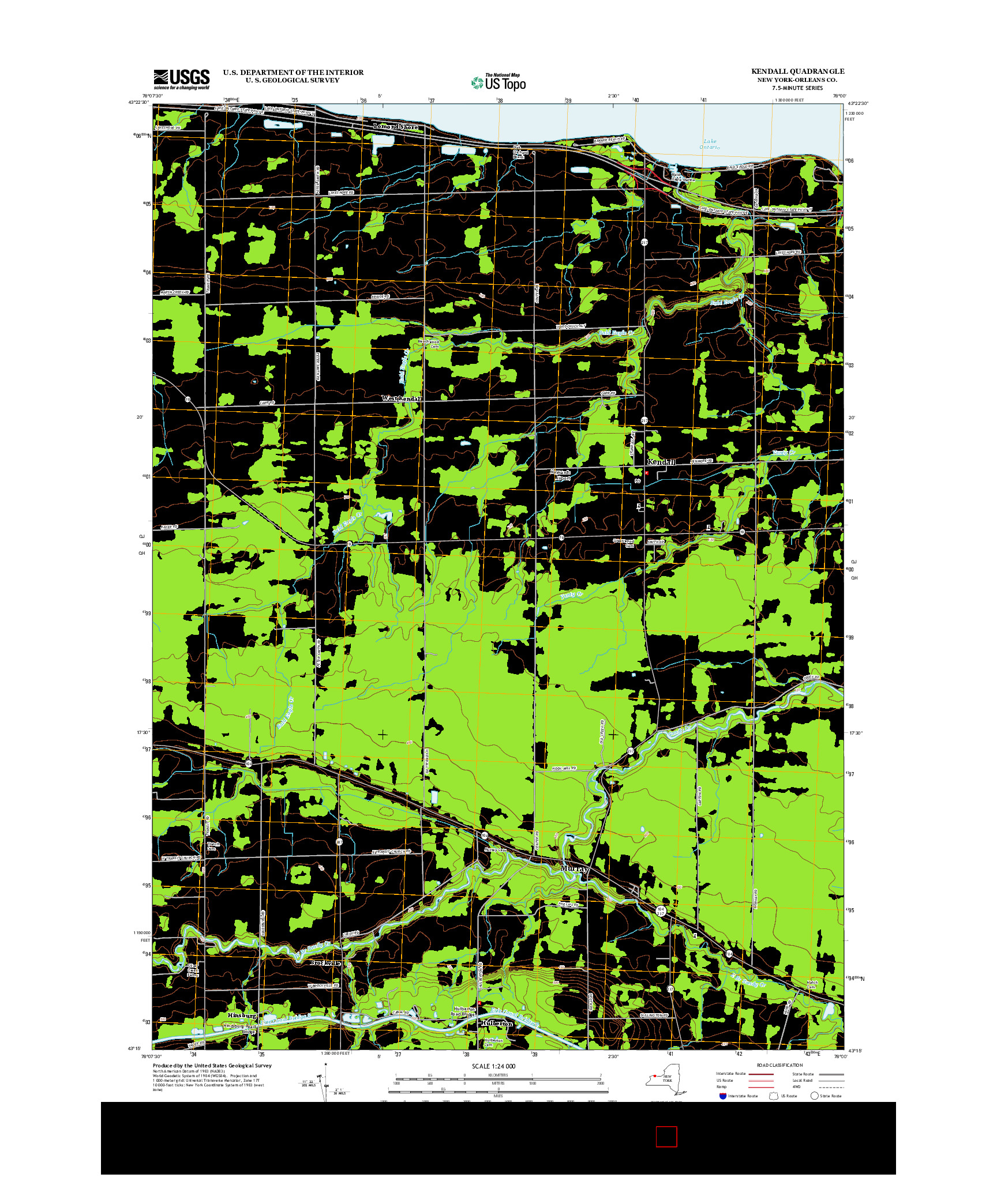 USGS US TOPO 7.5-MINUTE MAP FOR KENDALL, NY 2013