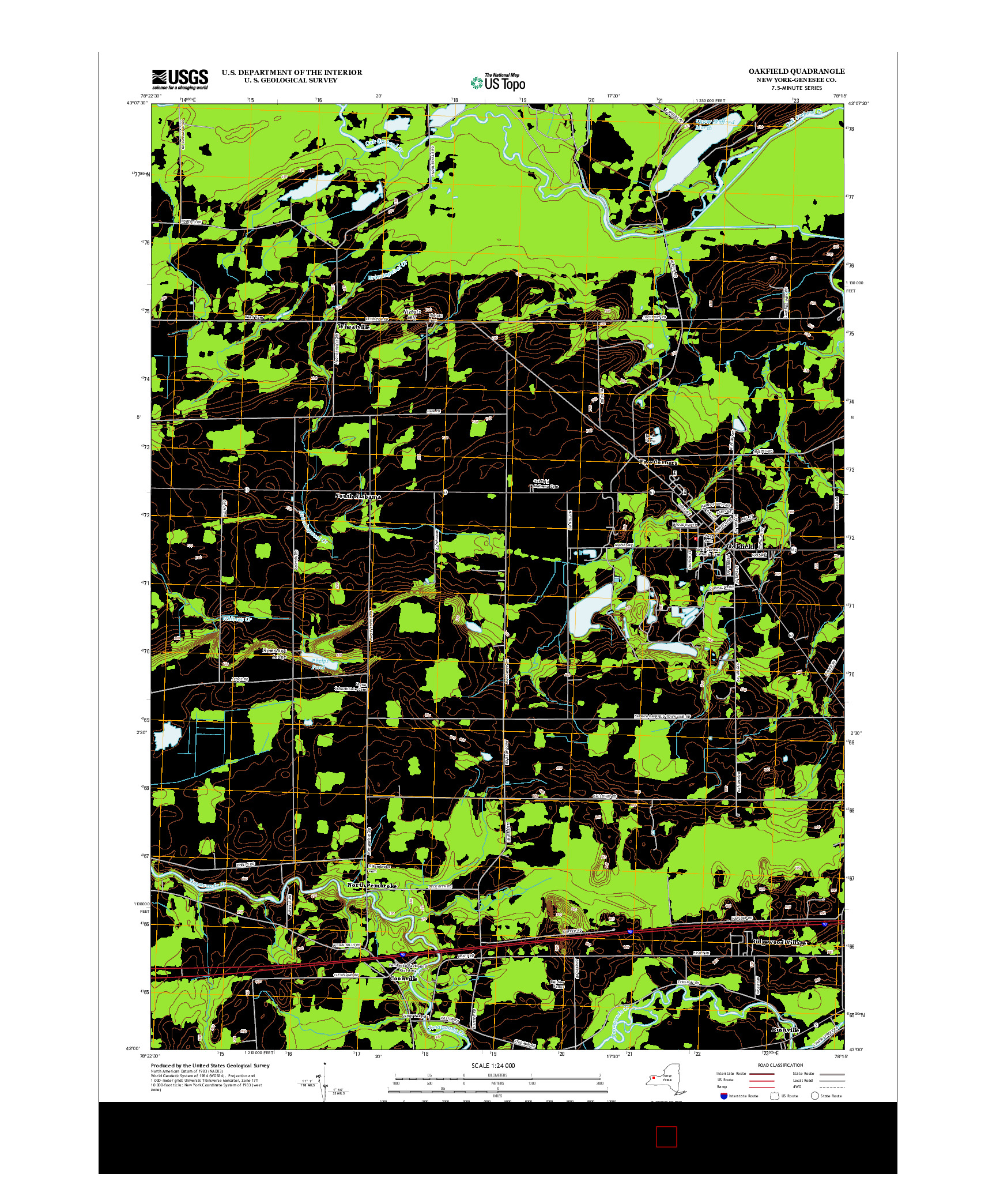 USGS US TOPO 7.5-MINUTE MAP FOR OAKFIELD, NY 2013