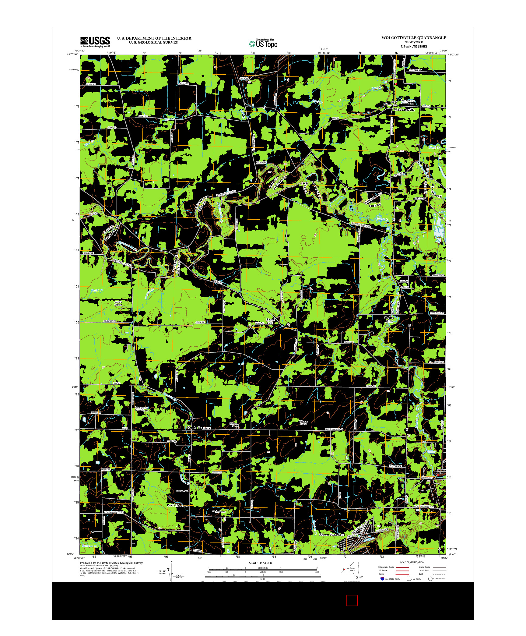 USGS US TOPO 7.5-MINUTE MAP FOR WOLCOTTSVILLE, NY 2013