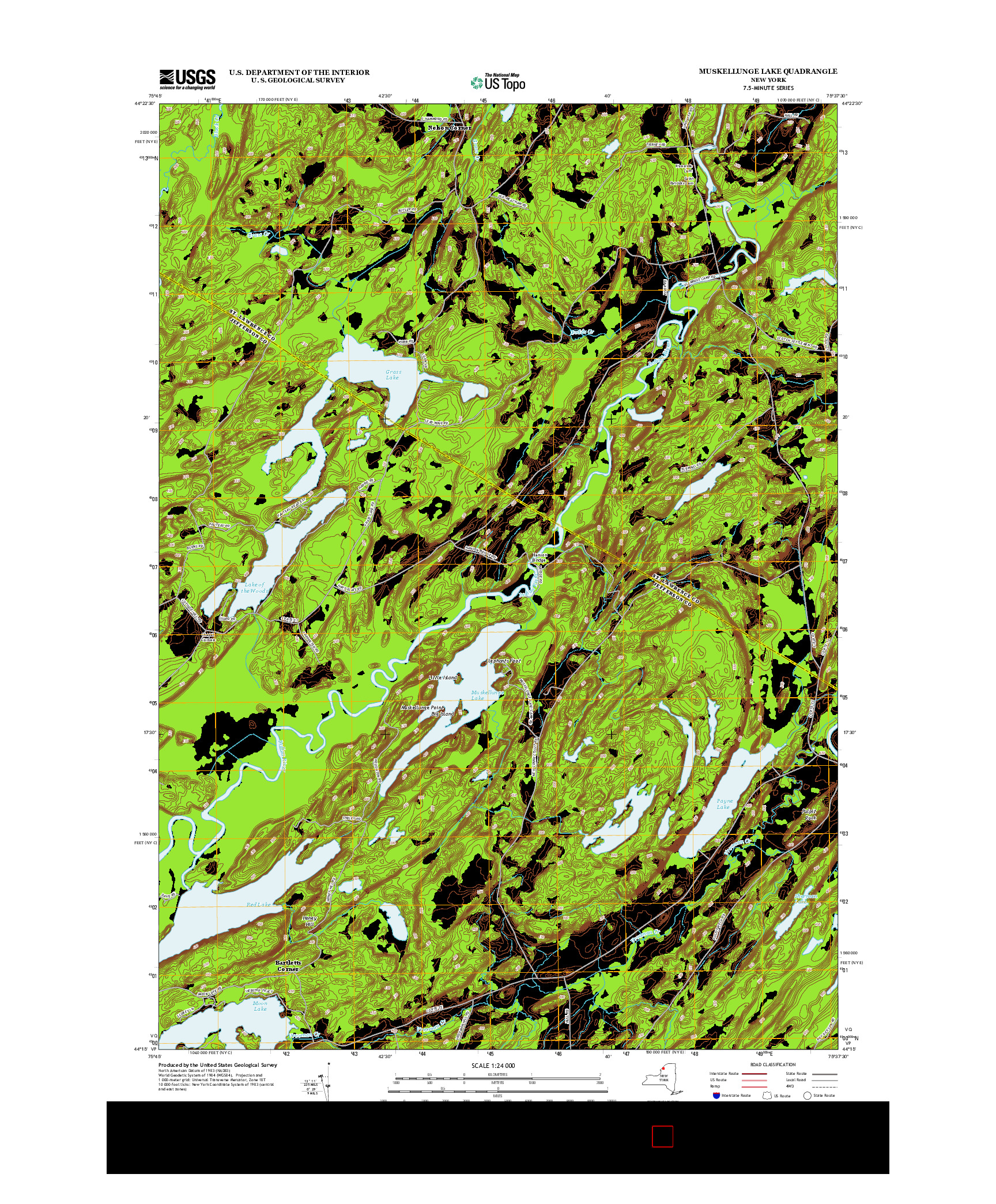 USGS US TOPO 7.5-MINUTE MAP FOR MUSKELLUNGE LAKE, NY 2013
