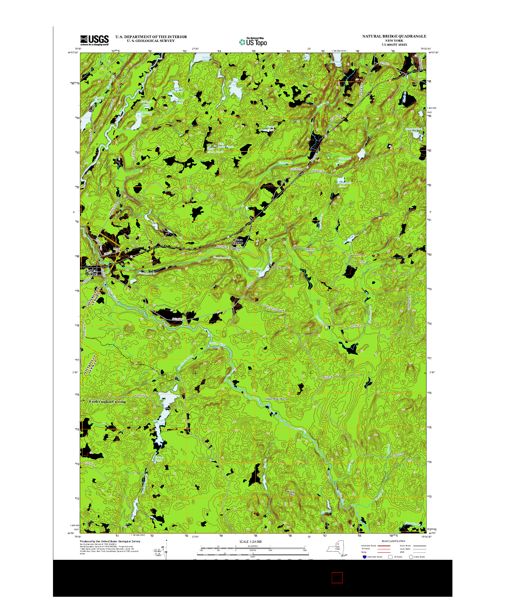 USGS US TOPO 7.5-MINUTE MAP FOR NATURAL BRIDGE, NY 2013