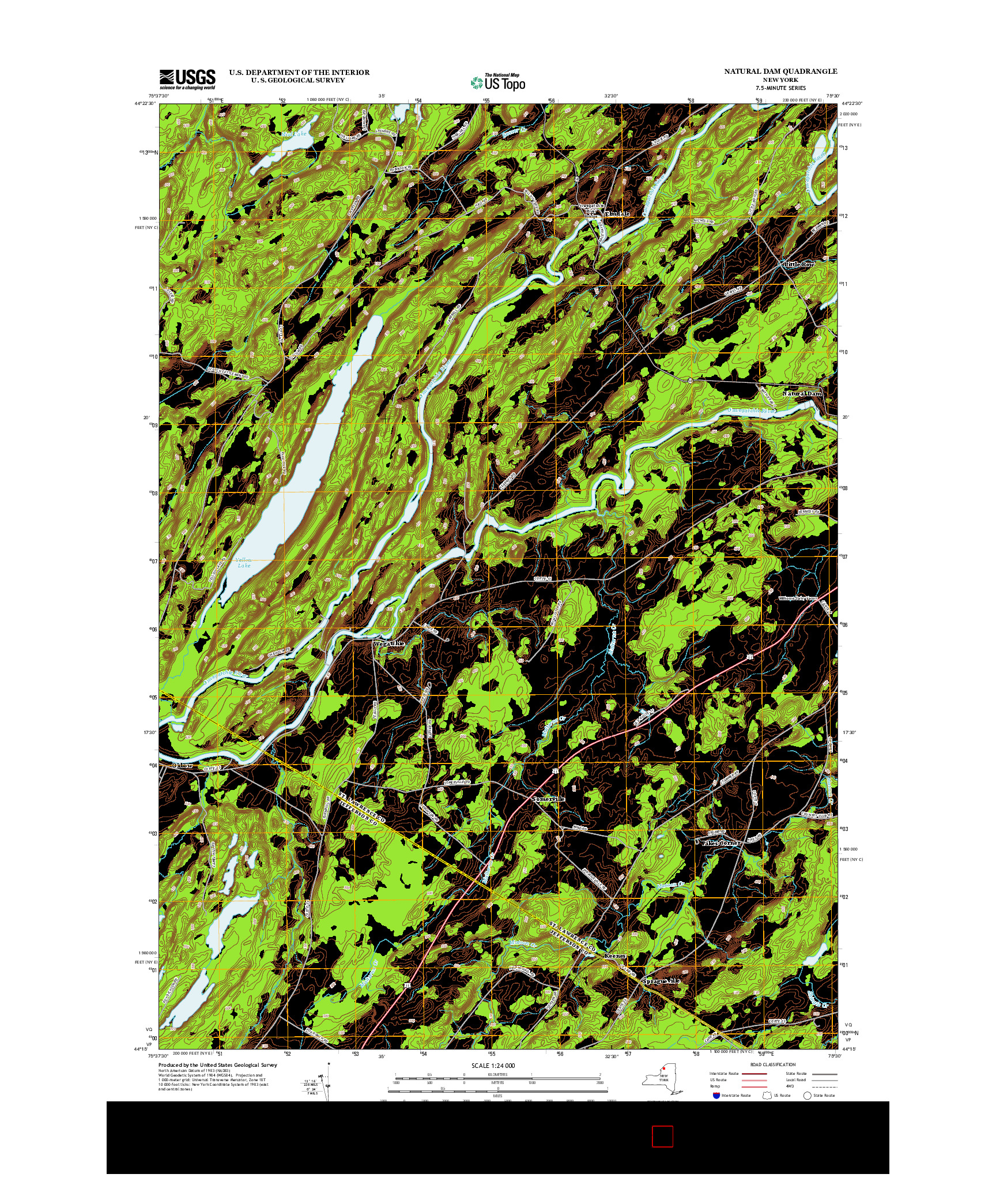 USGS US TOPO 7.5-MINUTE MAP FOR NATURAL DAM, NY 2013