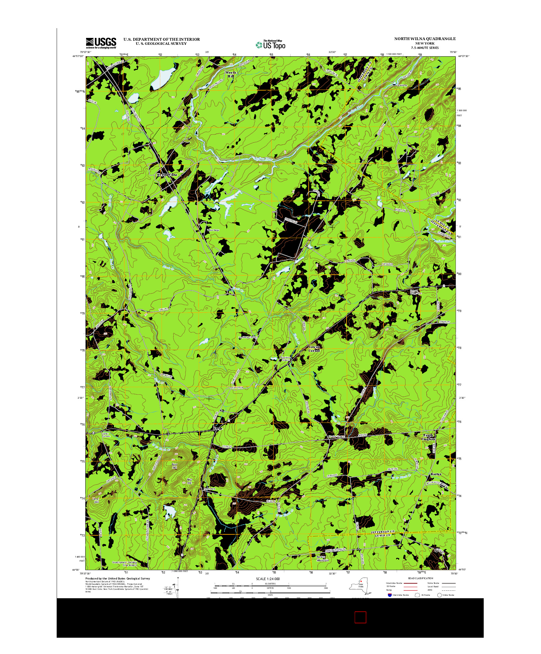 USGS US TOPO 7.5-MINUTE MAP FOR NORTH WILNA, NY 2013