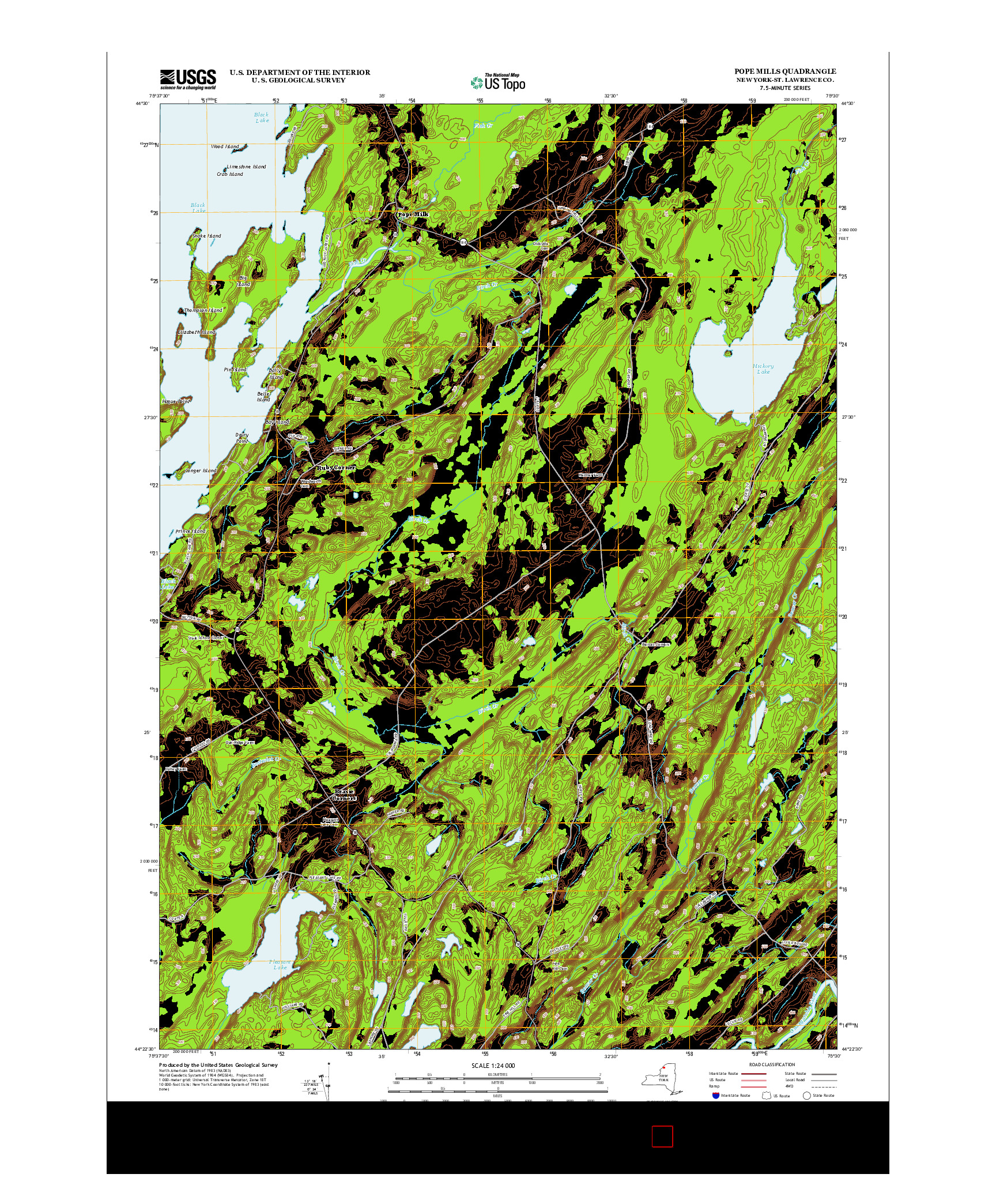 USGS US TOPO 7.5-MINUTE MAP FOR POPE MILLS, NY 2013