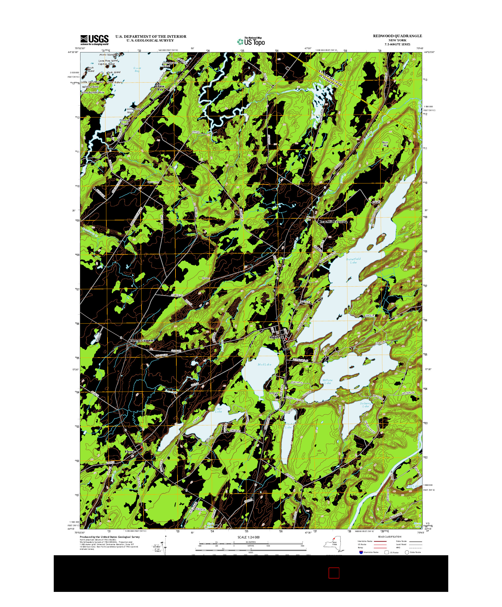 USGS US TOPO 7.5-MINUTE MAP FOR REDWOOD, NY 2013