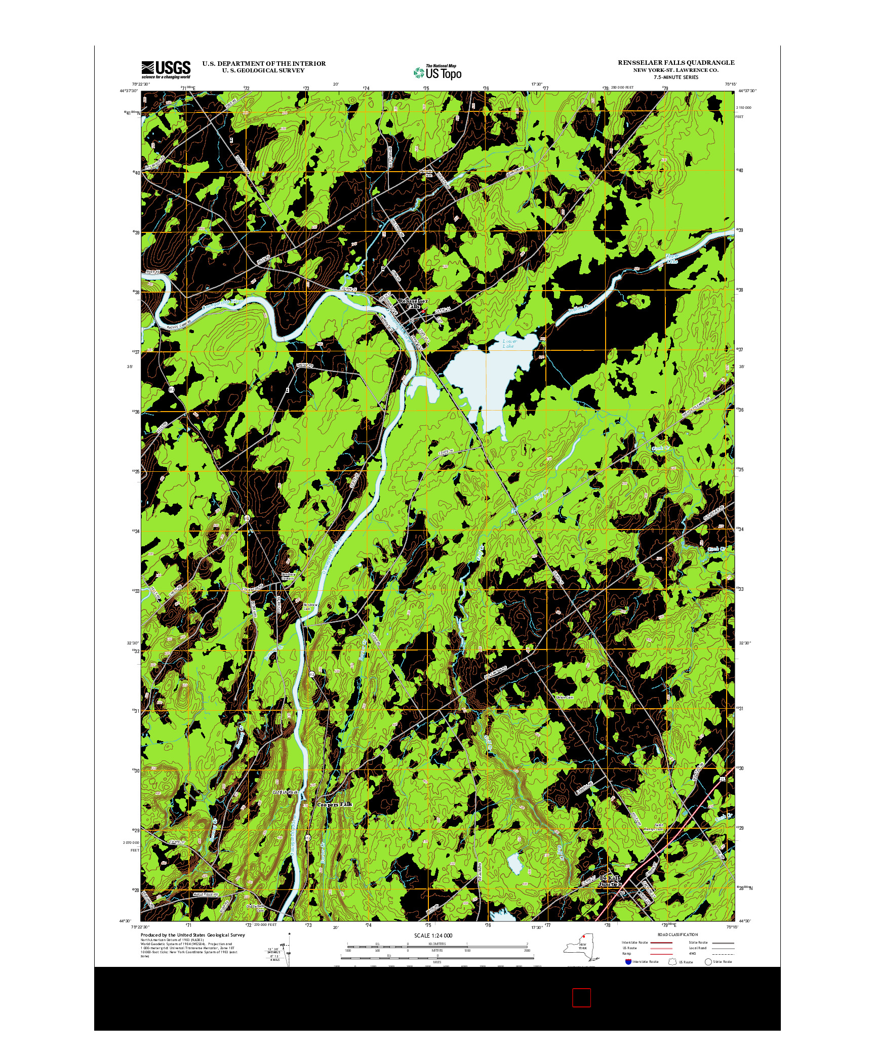 USGS US TOPO 7.5-MINUTE MAP FOR RENSSELAER FALLS, NY 2013
