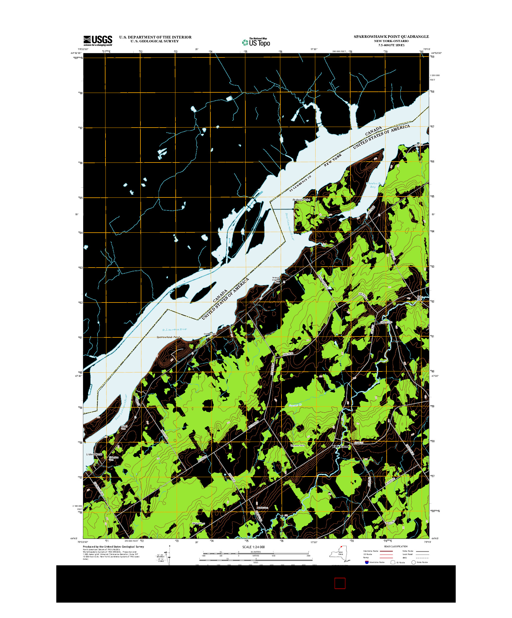 USGS US TOPO 7.5-MINUTE MAP FOR SPARROWHAWK POINT, NY-ON 2013