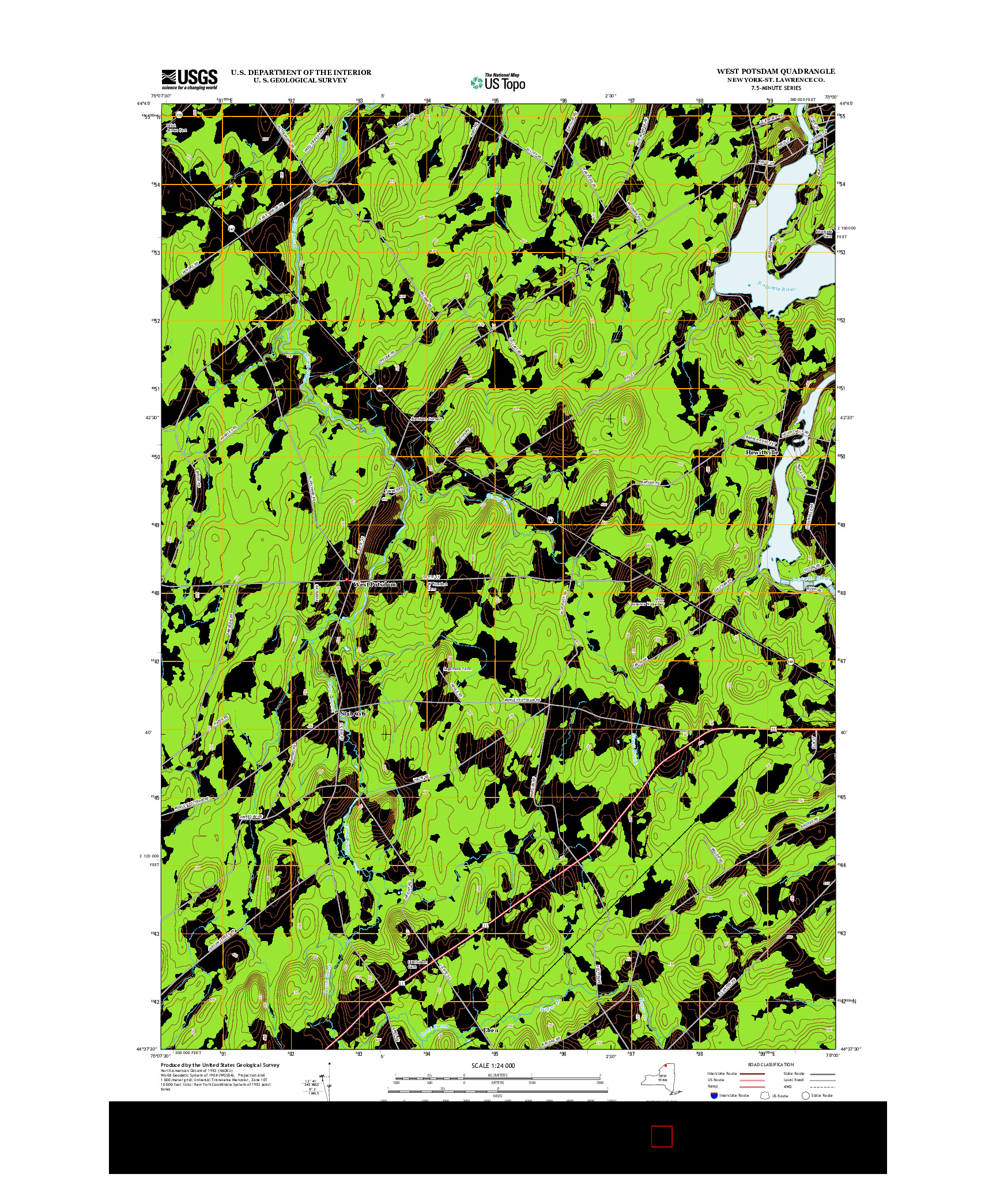 USGS US TOPO 7.5-MINUTE MAP FOR WEST POTSDAM, NY 2013