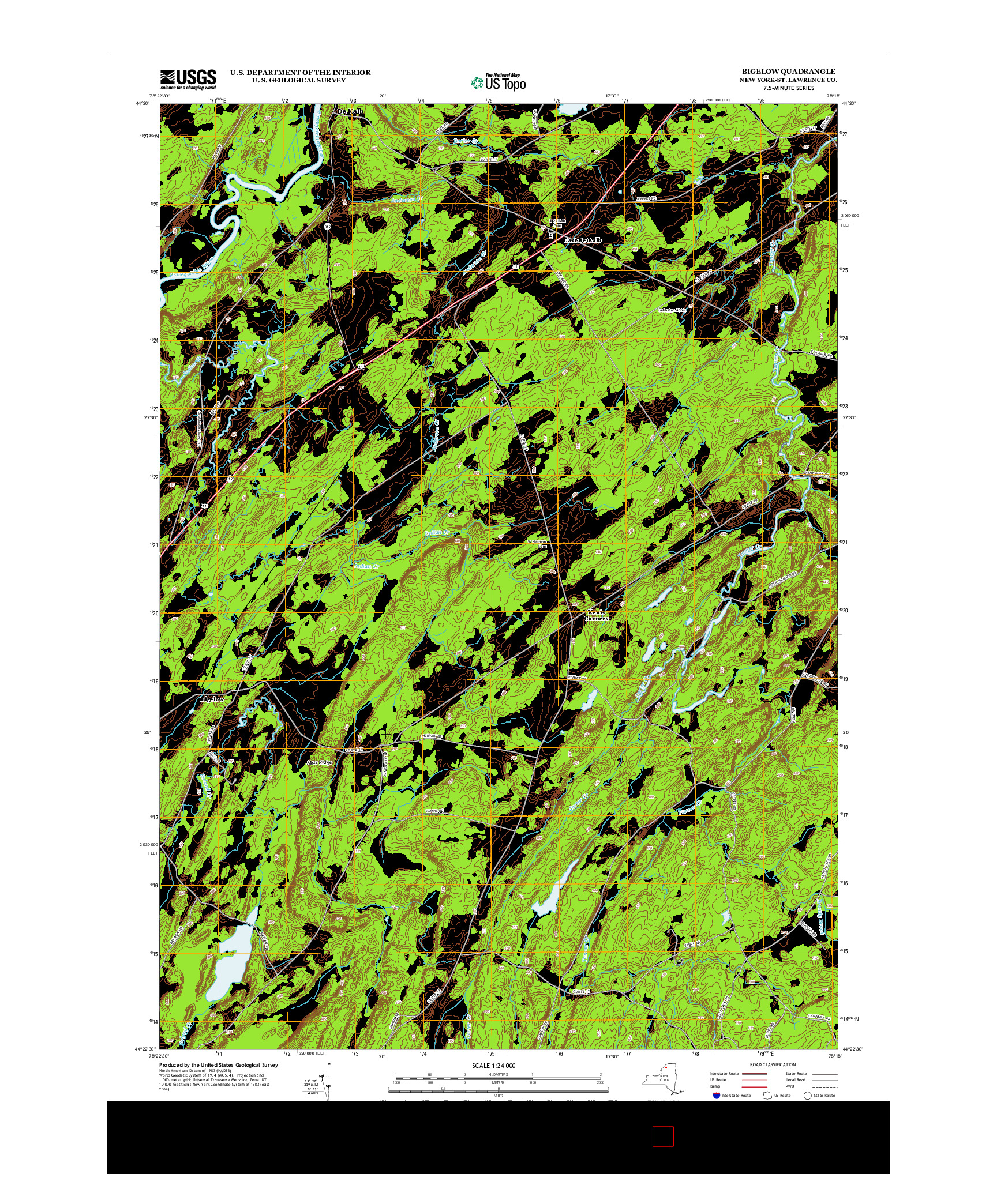 USGS US TOPO 7.5-MINUTE MAP FOR BIGELOW, NY 2013