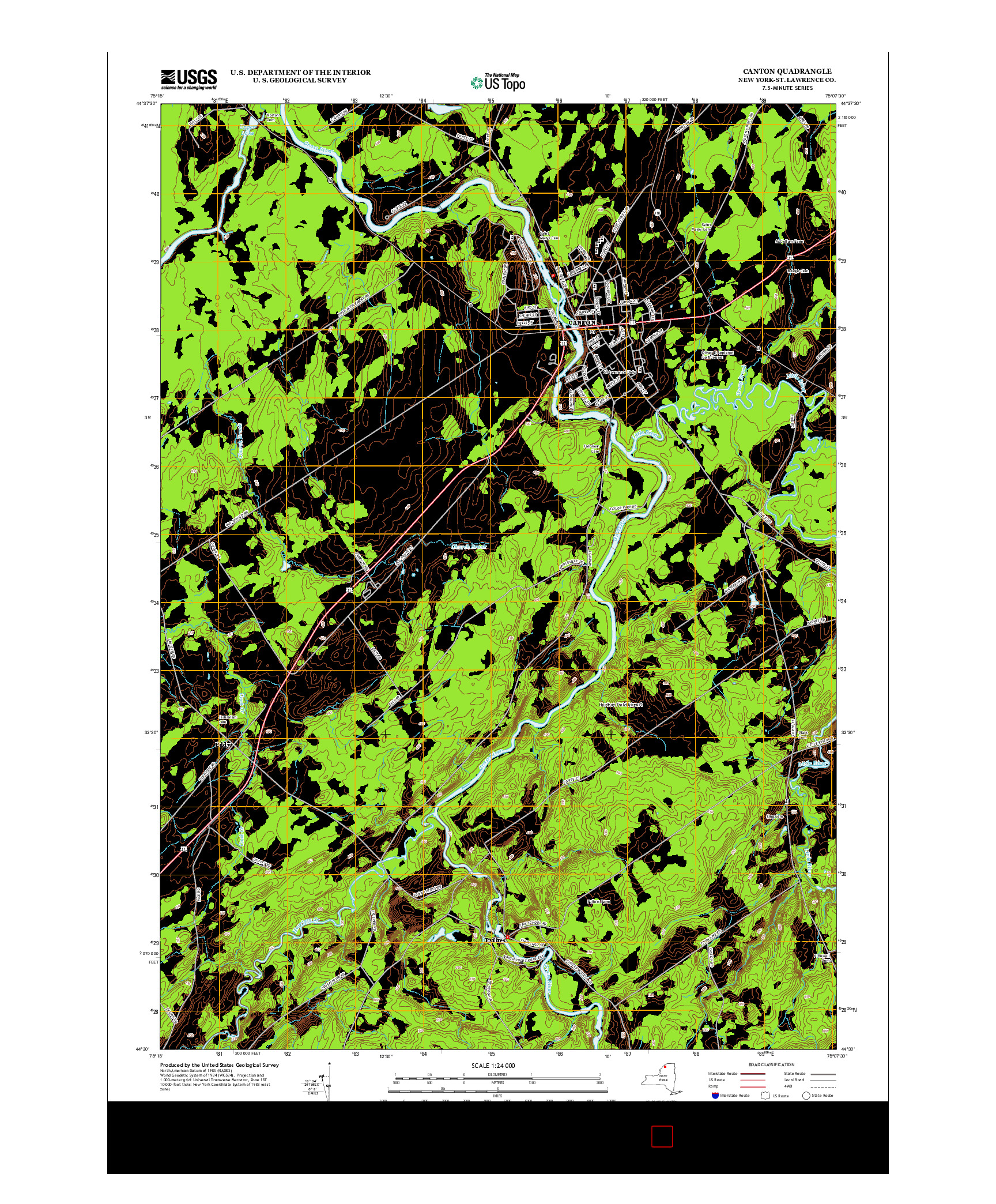USGS US TOPO 7.5-MINUTE MAP FOR CANTON, NY 2013
