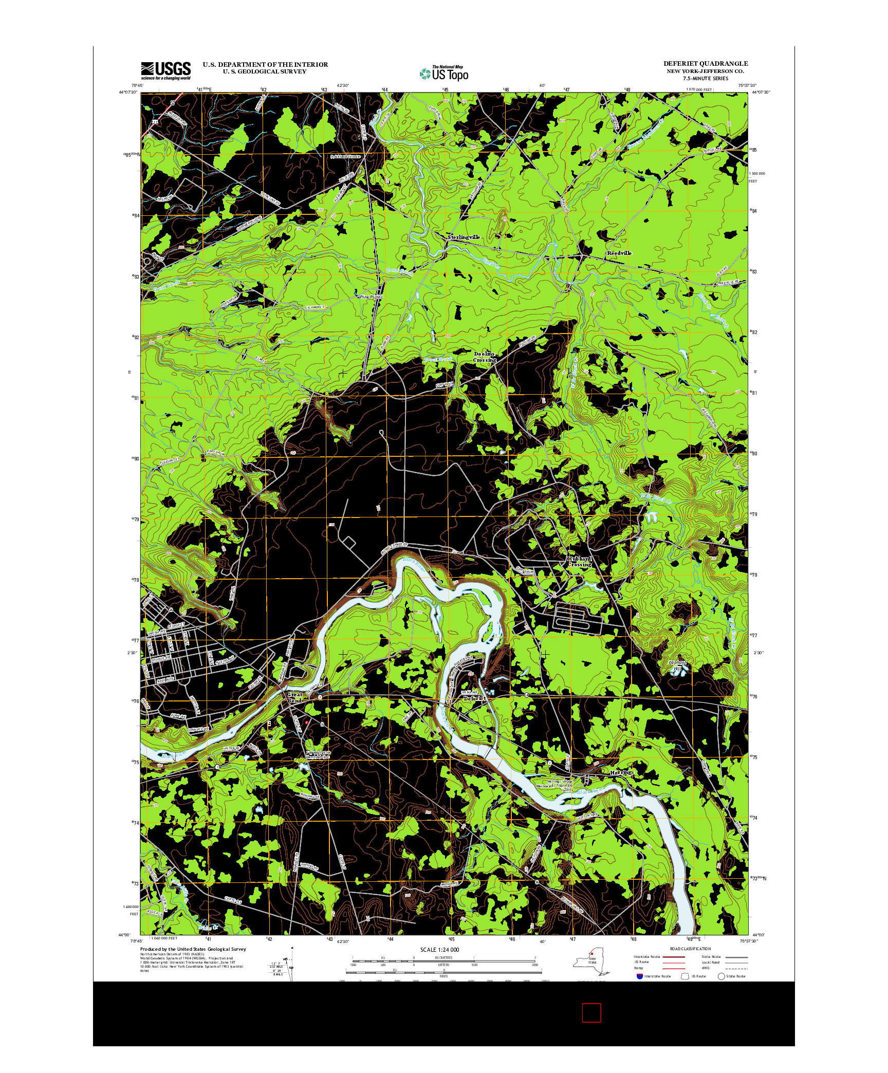 USGS US TOPO 7.5-MINUTE MAP FOR DEFERIET, NY 2013