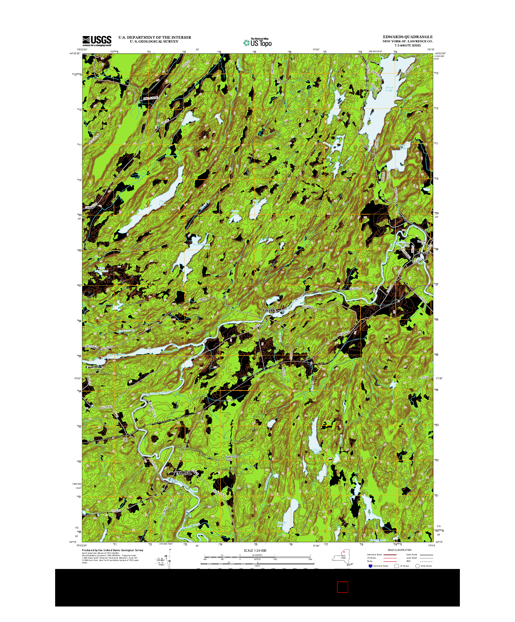 USGS US TOPO 7.5-MINUTE MAP FOR EDWARDS, NY 2013