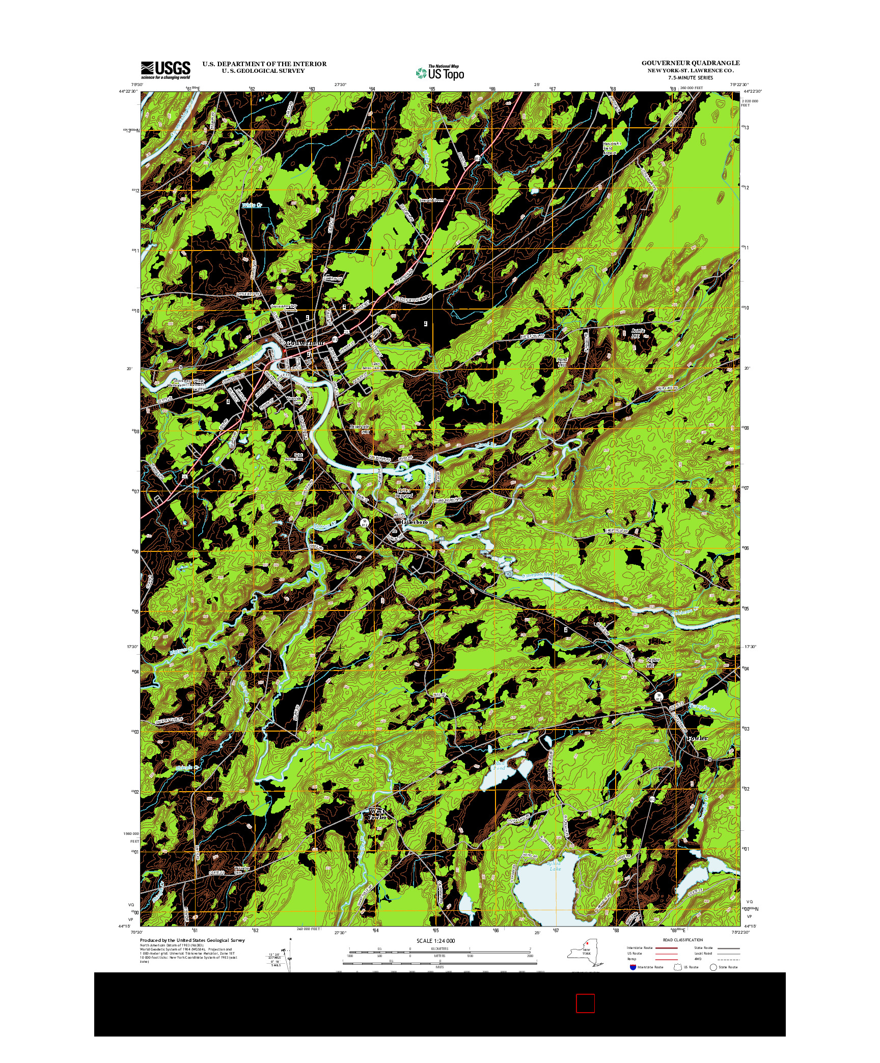 USGS US TOPO 7.5-MINUTE MAP FOR GOUVERNEUR, NY 2013