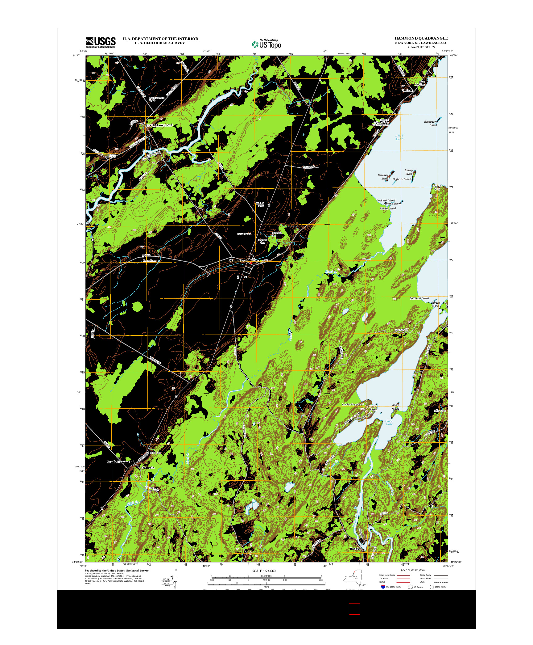 USGS US TOPO 7.5-MINUTE MAP FOR HAMMOND, NY 2013