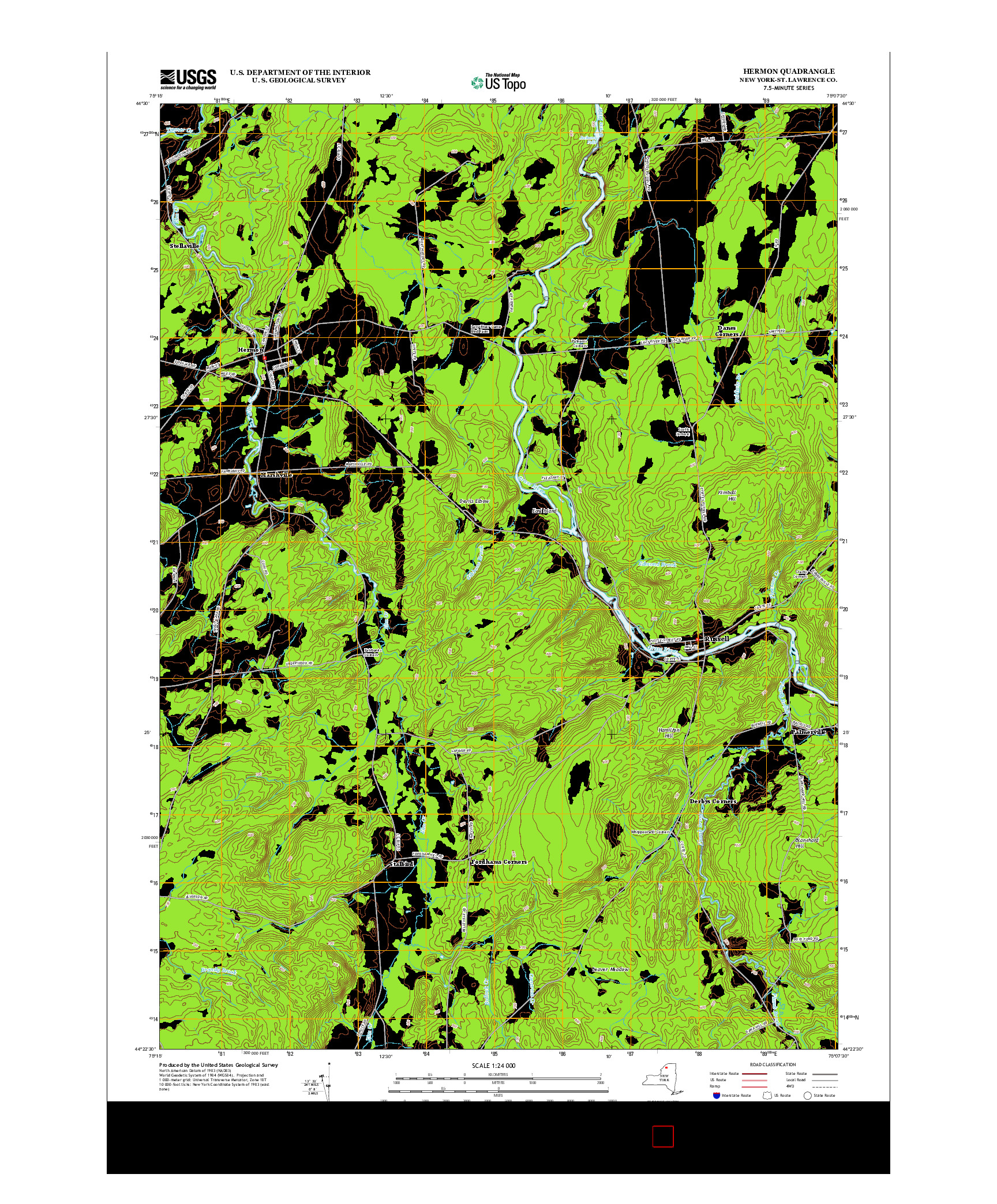USGS US TOPO 7.5-MINUTE MAP FOR HERMON, NY 2013