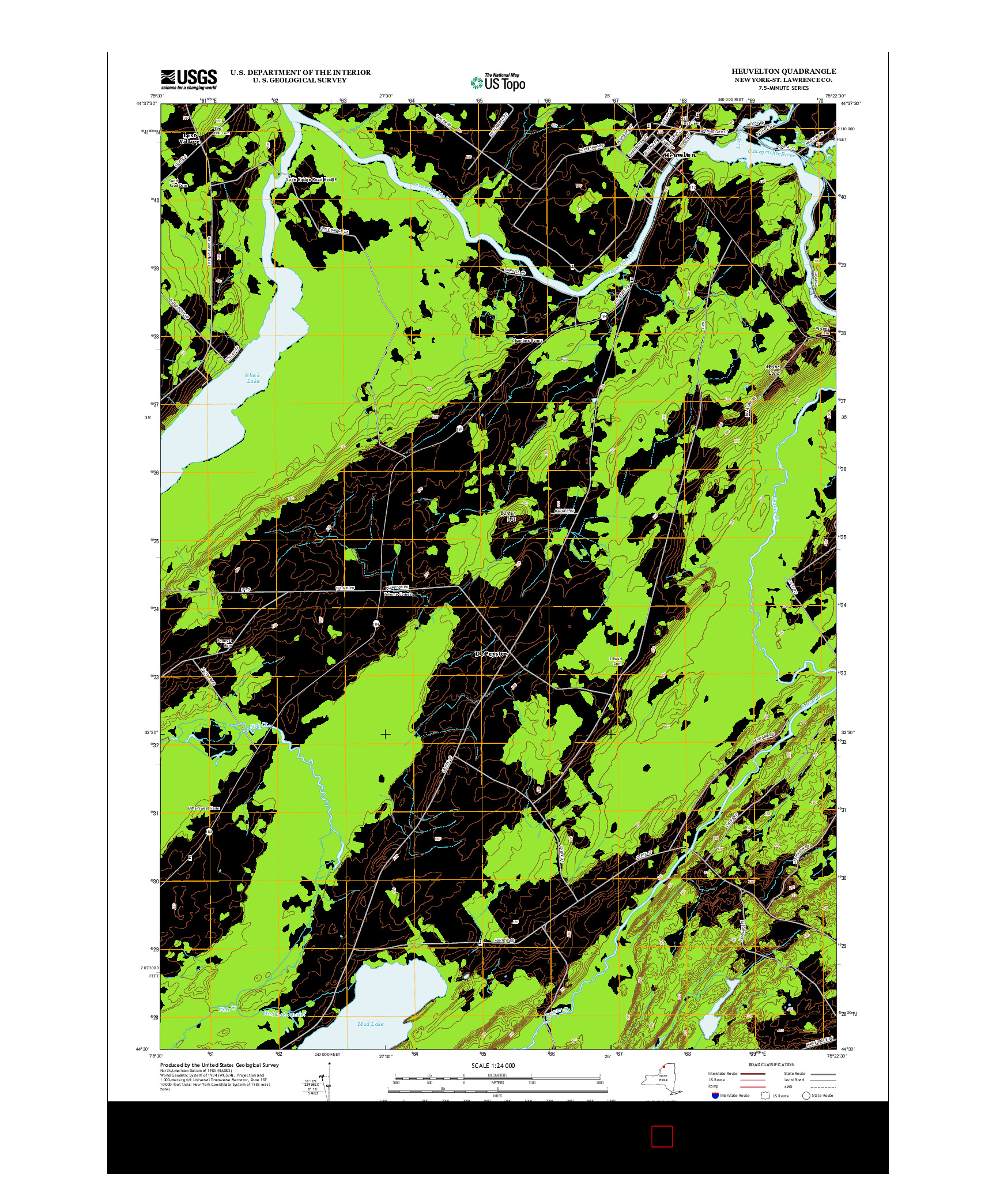 USGS US TOPO 7.5-MINUTE MAP FOR HEUVELTON, NY 2013