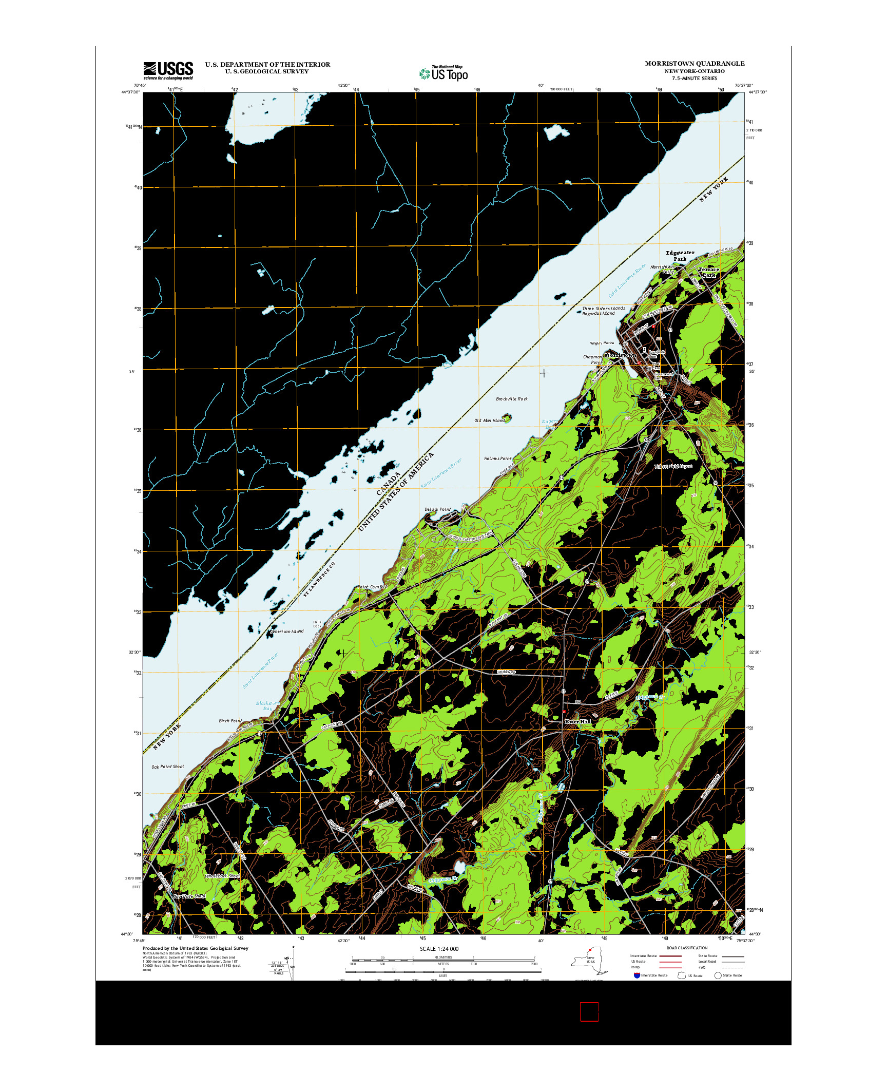 USGS US TOPO 7.5-MINUTE MAP FOR MORRISTOWN, NY-ON 2013