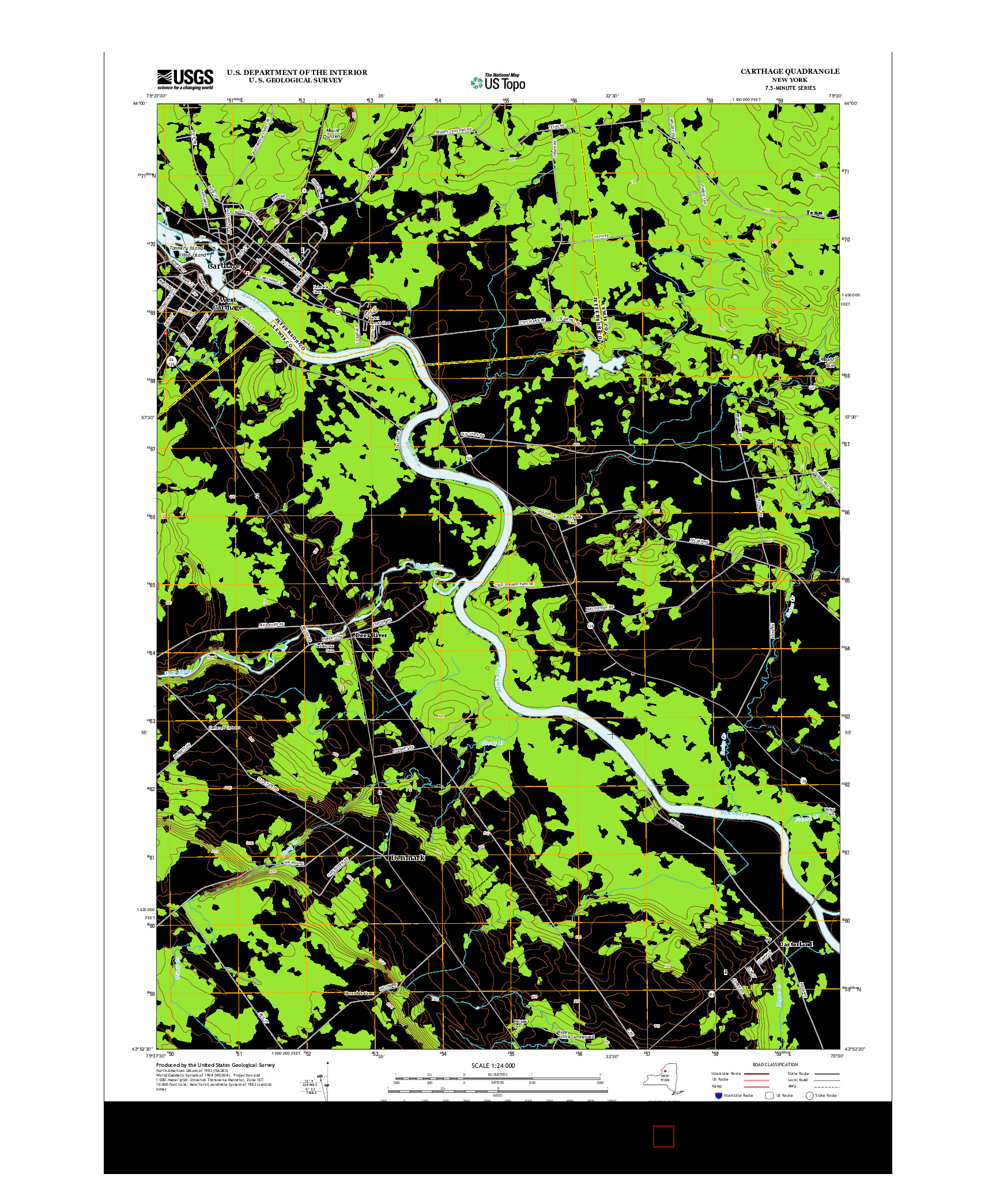 USGS US TOPO 7.5-MINUTE MAP FOR CARTHAGE, NY 2013