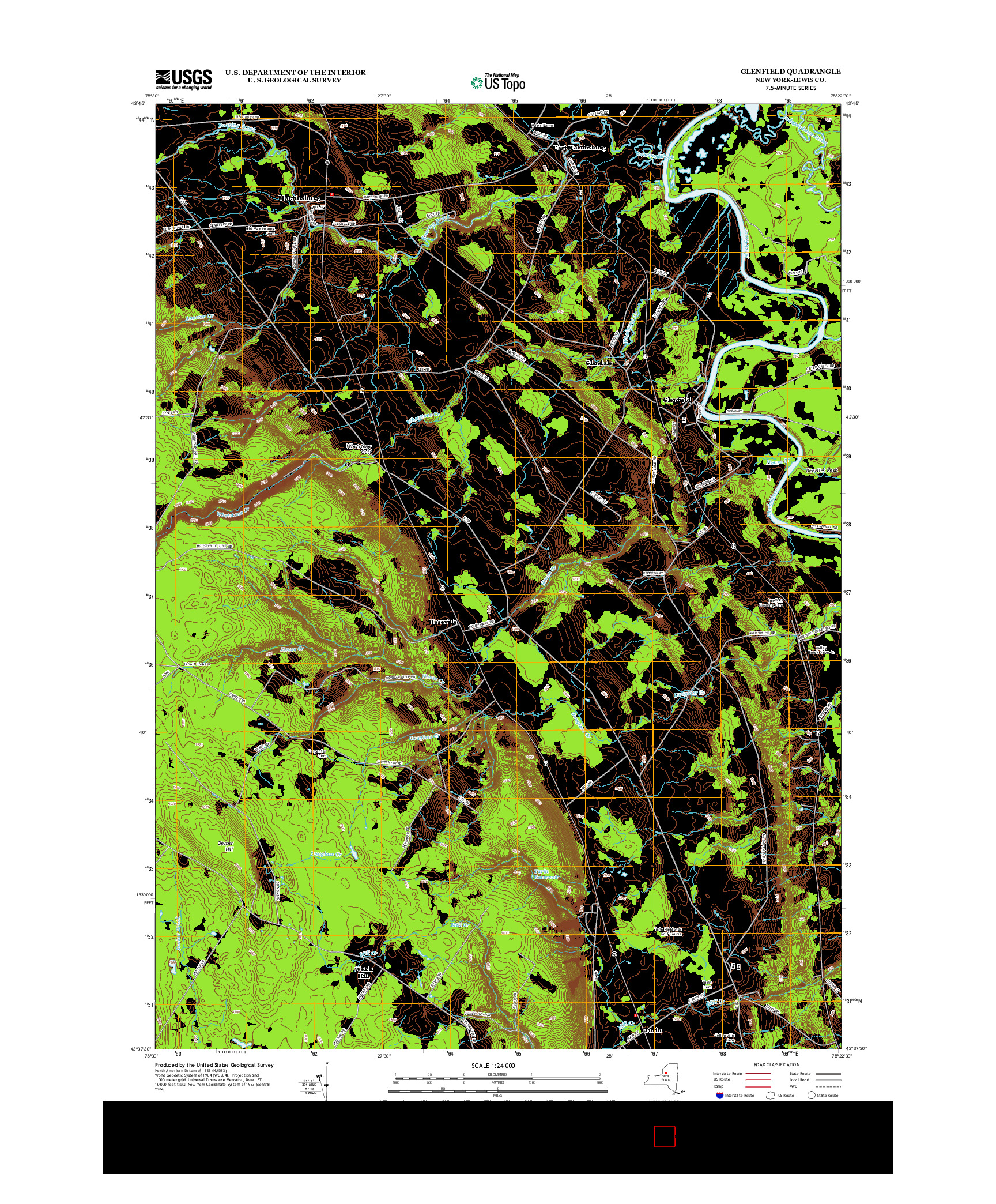 USGS US TOPO 7.5-MINUTE MAP FOR GLENFIELD, NY 2013