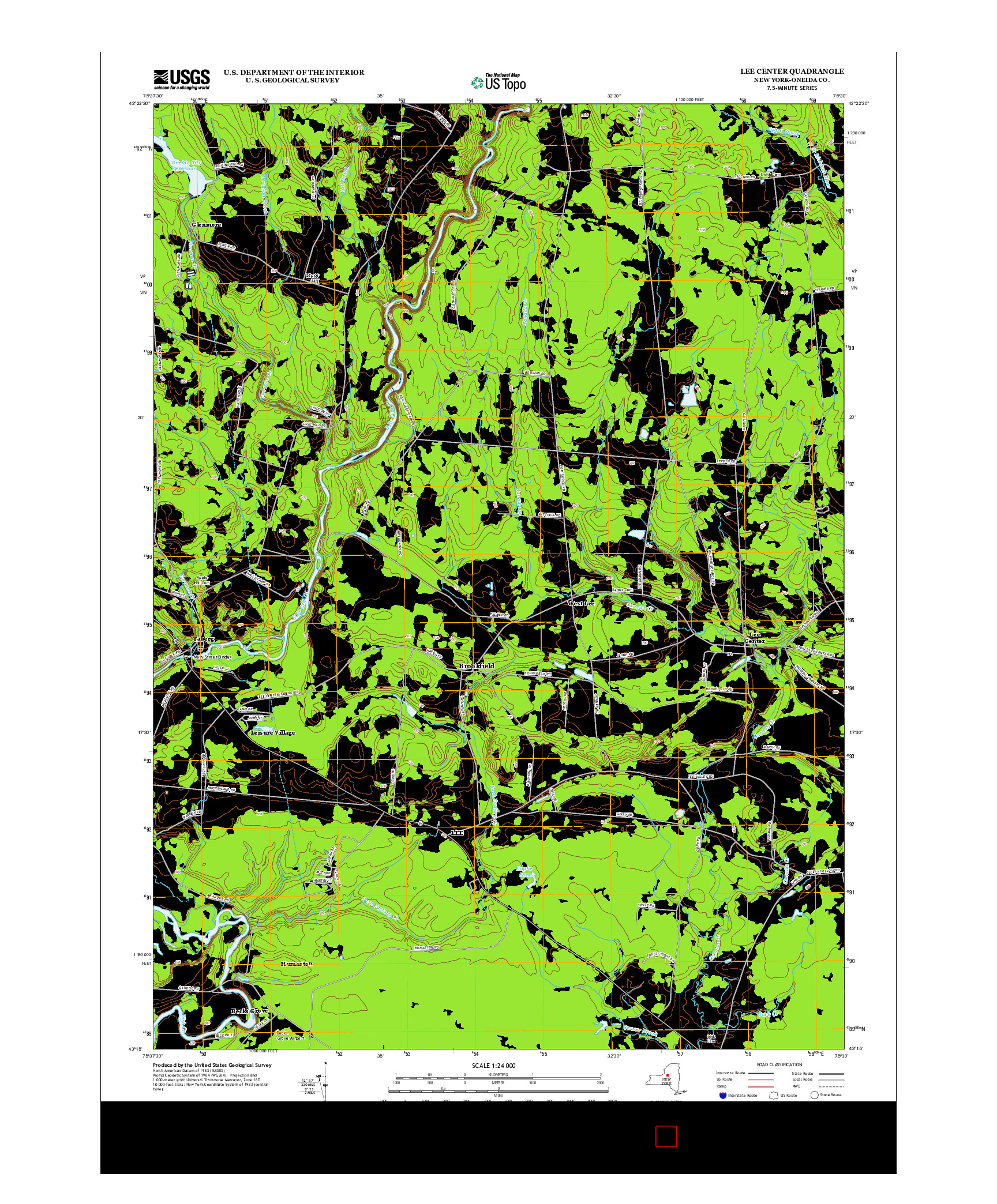 USGS US TOPO 7.5-MINUTE MAP FOR LEE CENTER, NY 2013