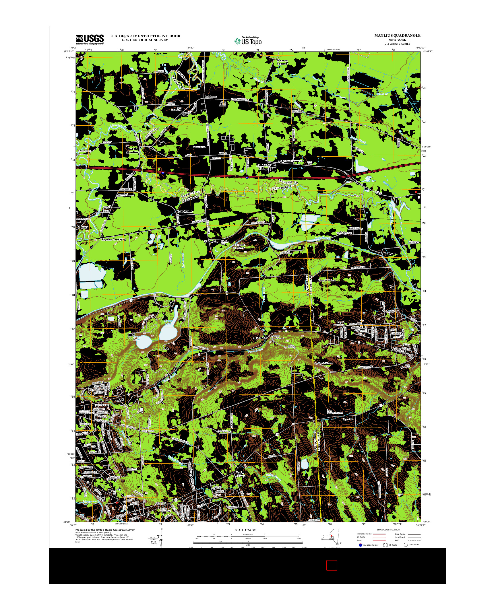USGS US TOPO 7.5-MINUTE MAP FOR MANLIUS, NY 2013