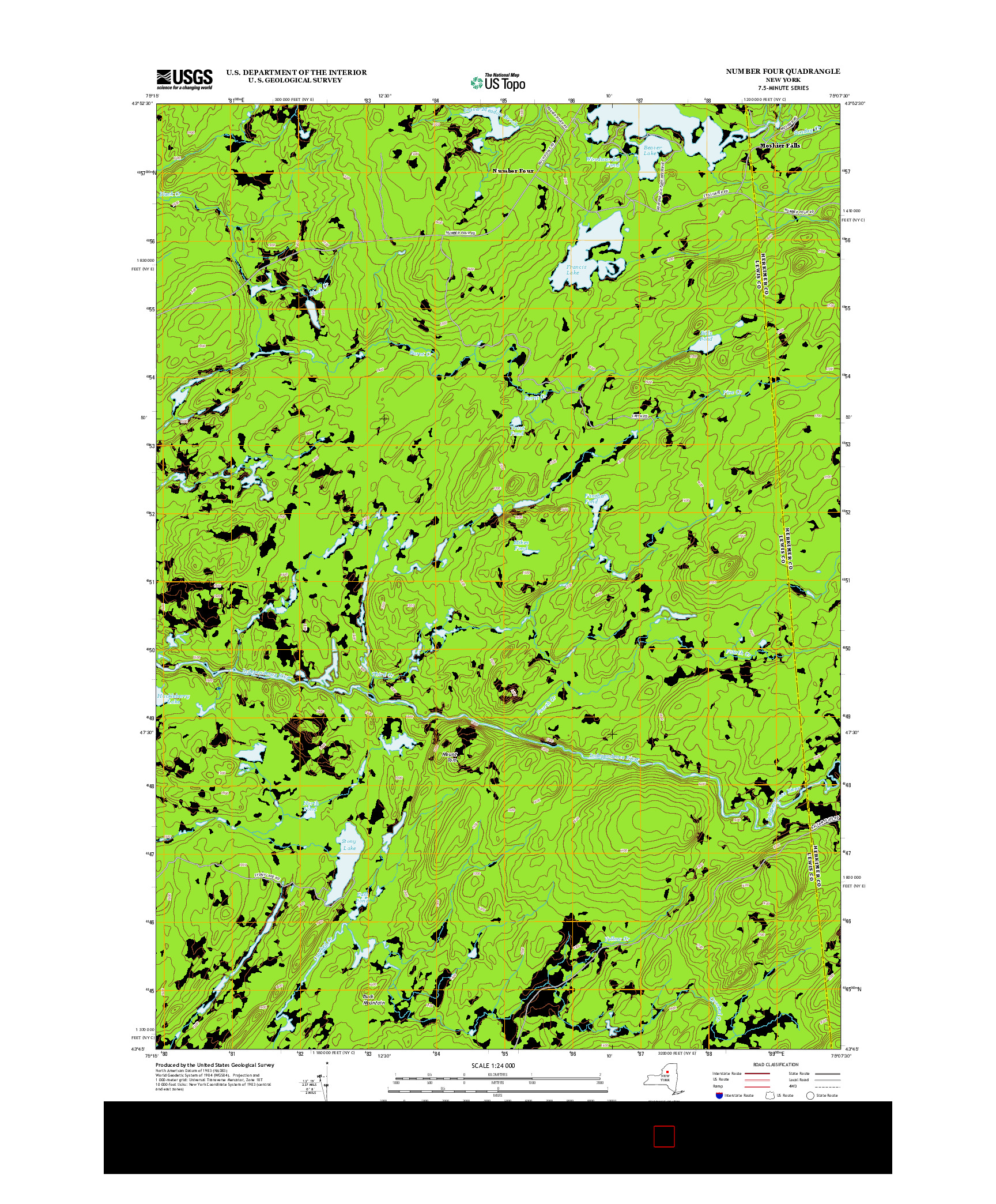 USGS US TOPO 7.5-MINUTE MAP FOR NUMBER FOUR, NY 2013