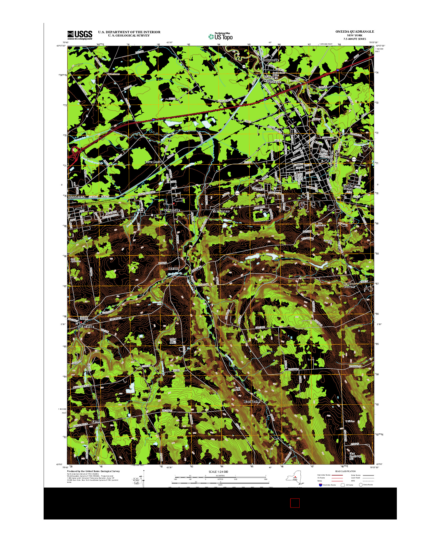 USGS US TOPO 7.5-MINUTE MAP FOR ONEIDA, NY 2013