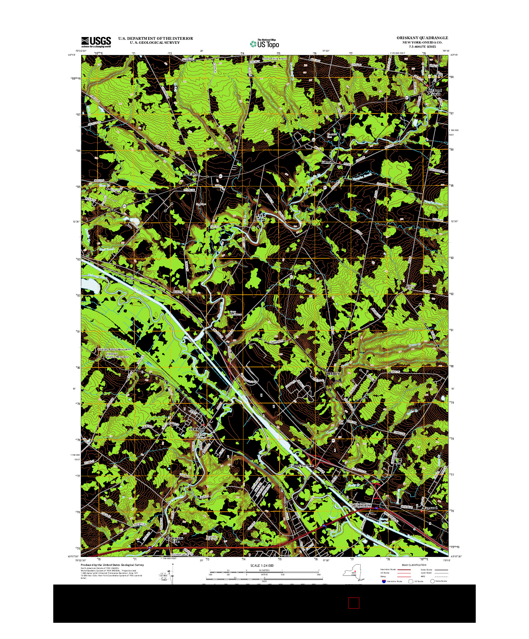 USGS US TOPO 7.5-MINUTE MAP FOR ORISKANY, NY 2013