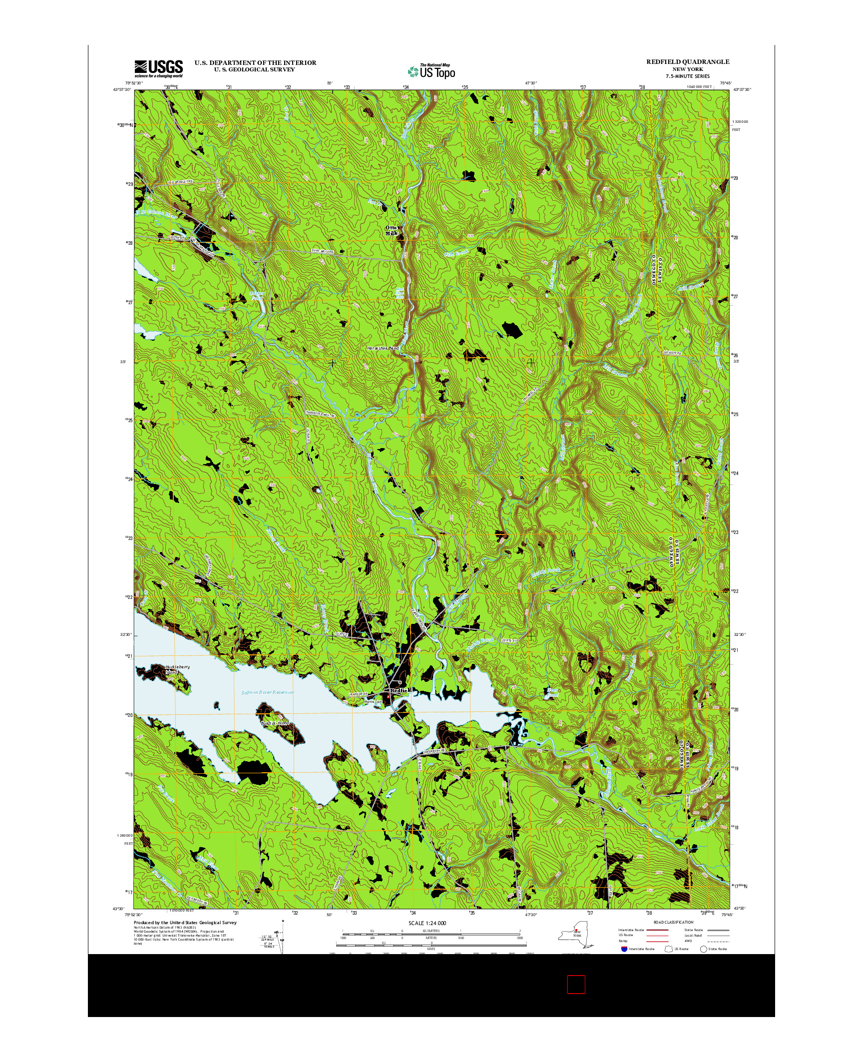 USGS US TOPO 7.5-MINUTE MAP FOR REDFIELD, NY 2013