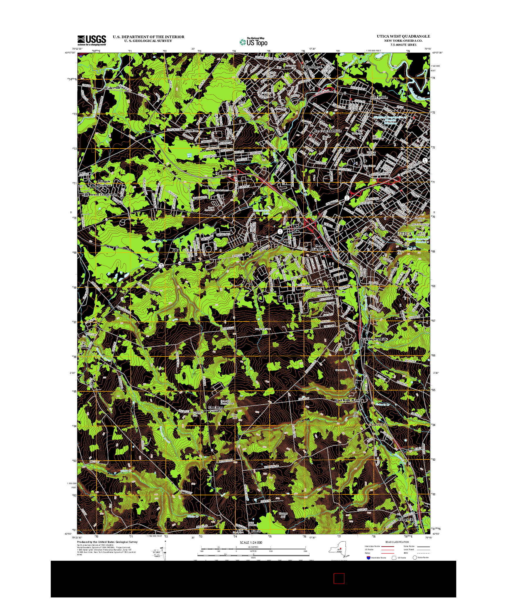 USGS US TOPO 7.5-MINUTE MAP FOR UTICA WEST, NY 2013