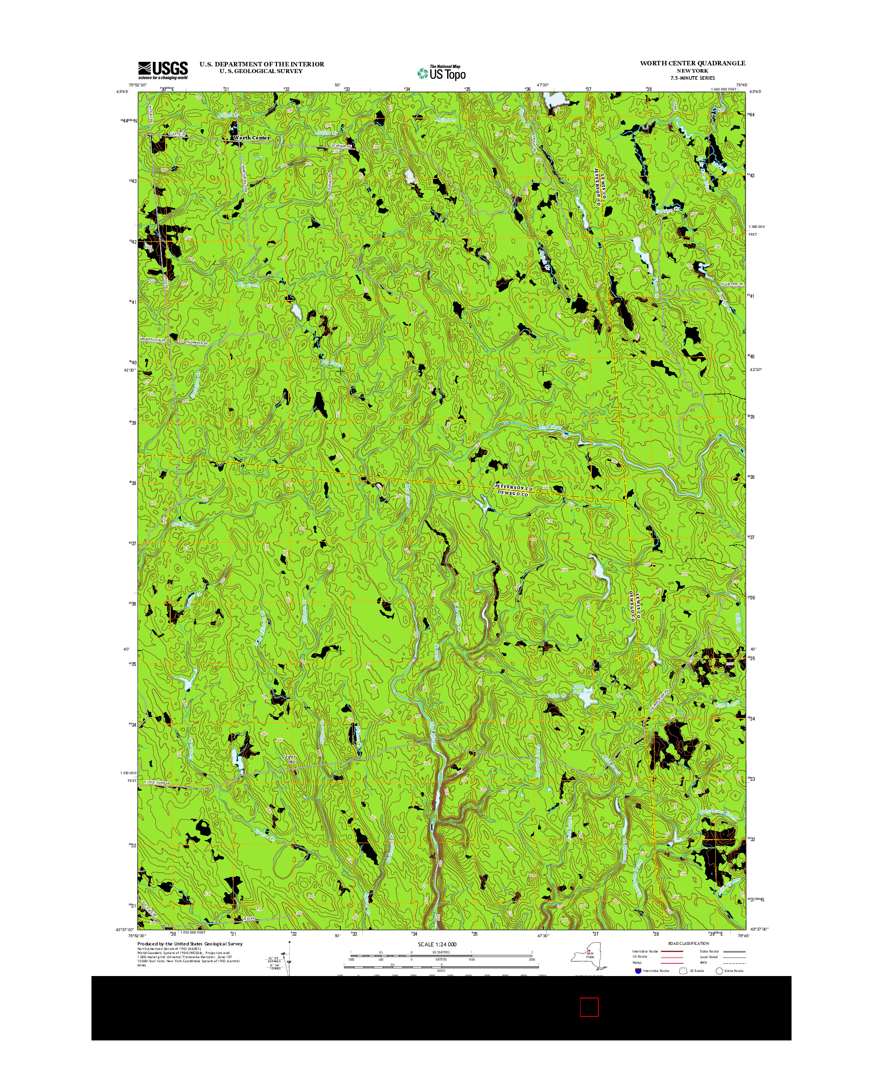 USGS US TOPO 7.5-MINUTE MAP FOR WORTH CENTER, NY 2013
