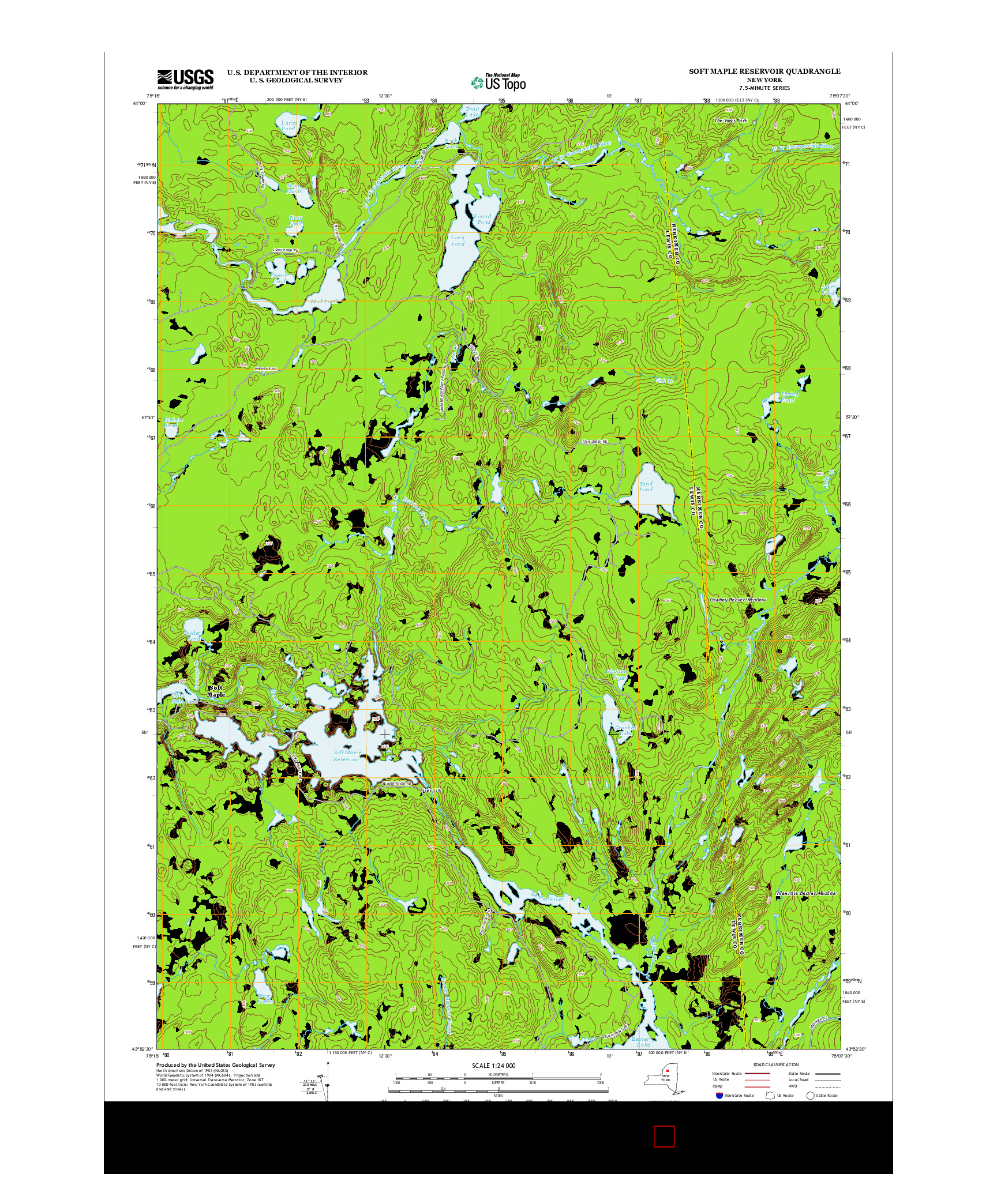 USGS US TOPO 7.5-MINUTE MAP FOR SOFT MAPLE RESERVOIR, NY 2013